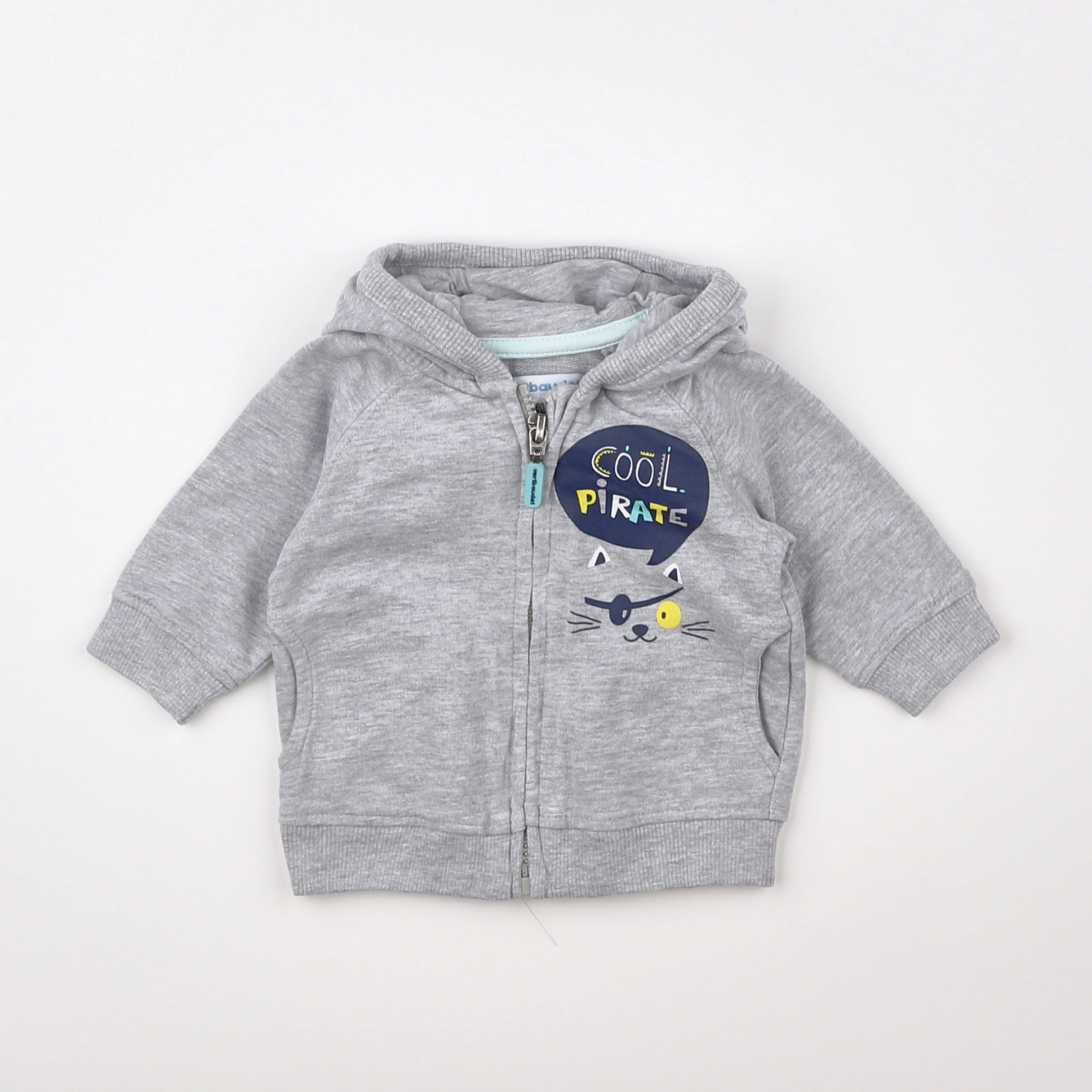 Vertbaudet - sweat gris - 3 mois