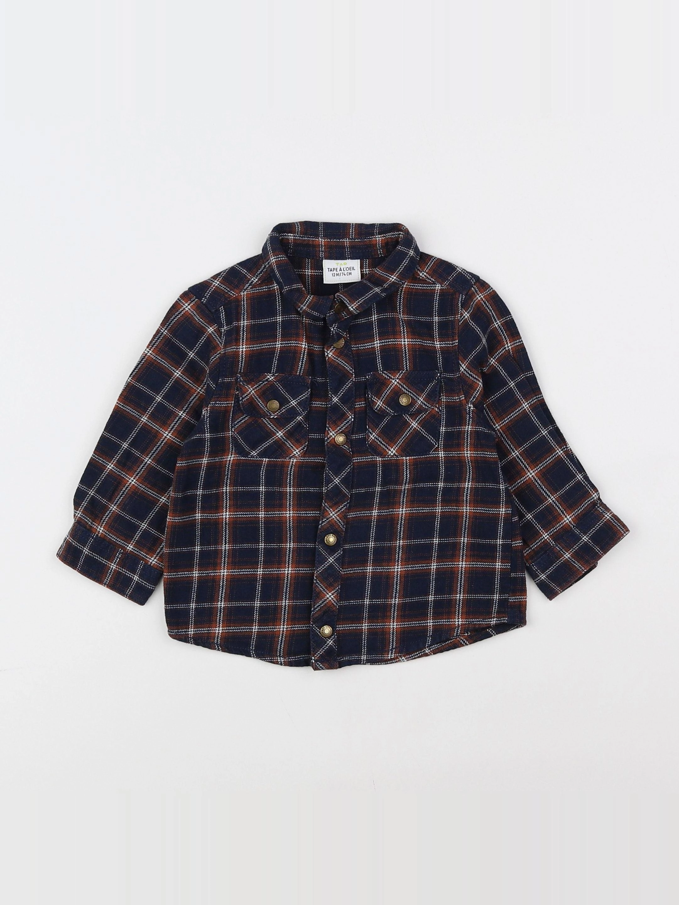 Tape à l'oeil - chemise bleu, marron - 12 mois