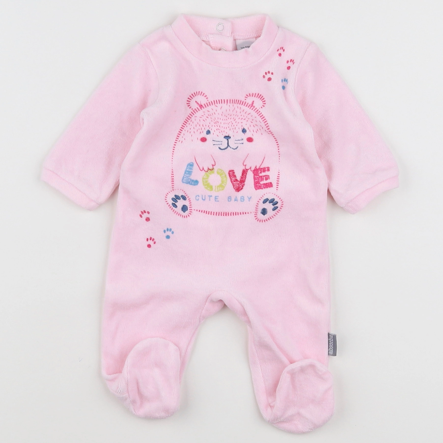 Absorba - pyjama velours rose - 1 mois