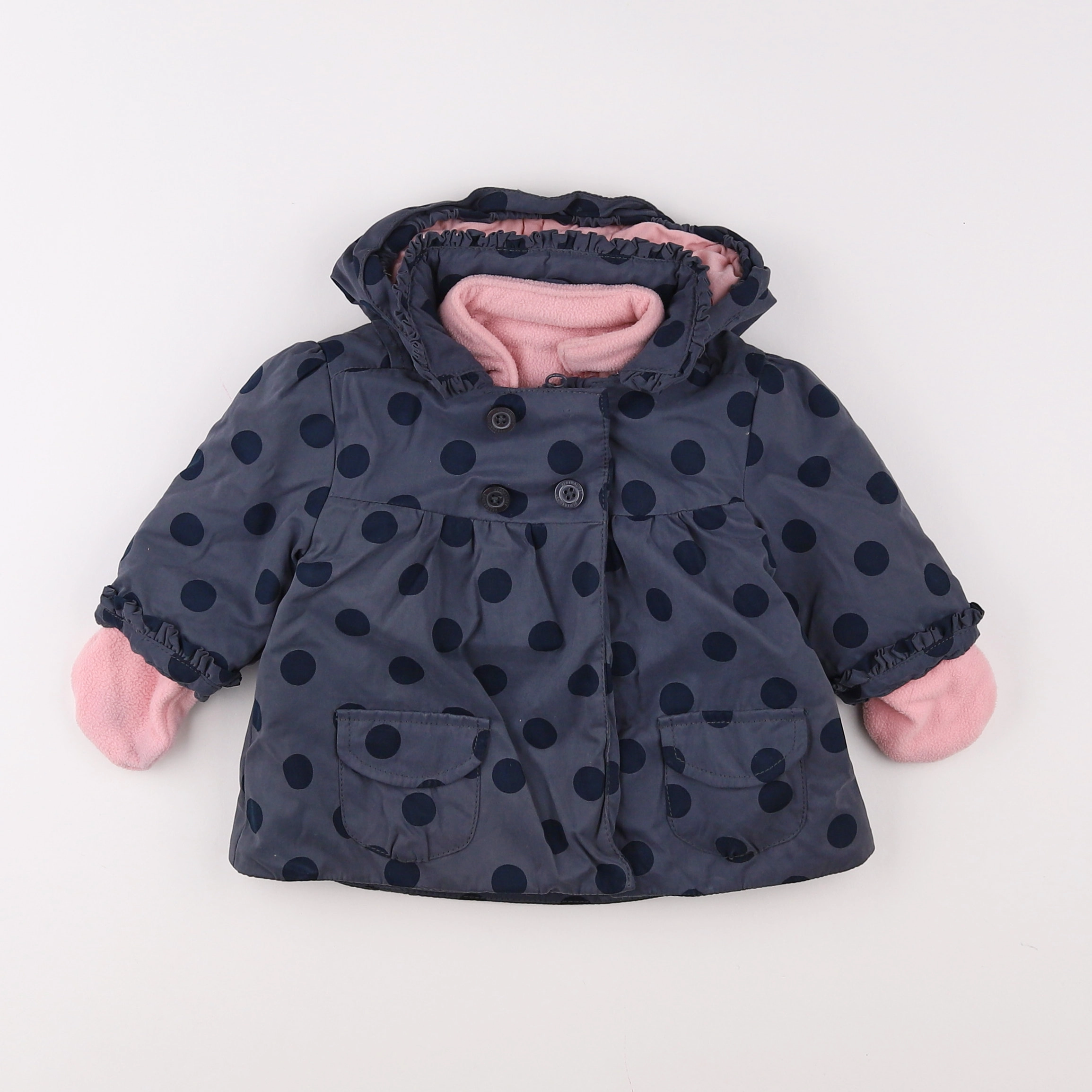 Vertbaudet - manteau gris, rose - 3 mois