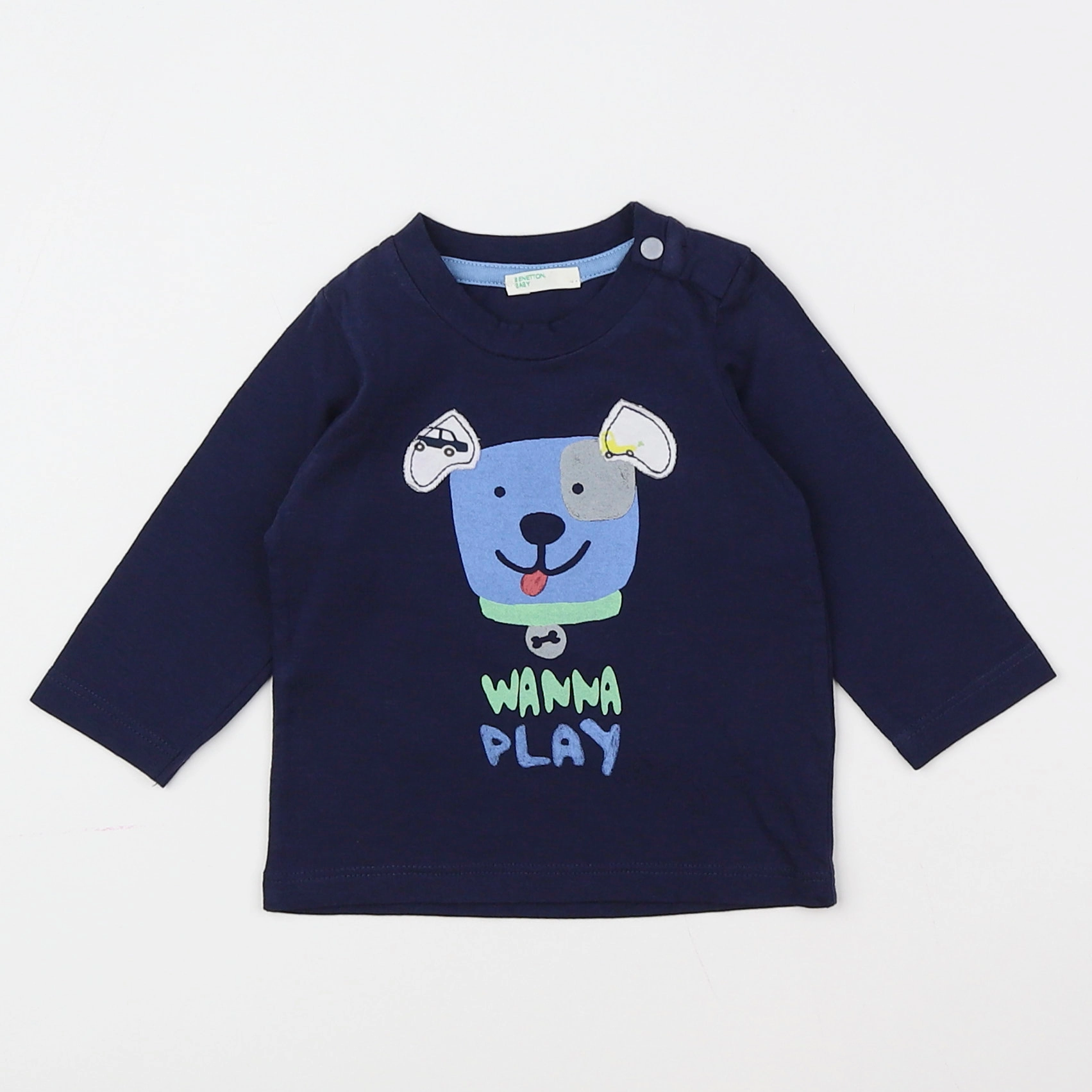 Benetton - tee-shirt bleu - 1/3 mois