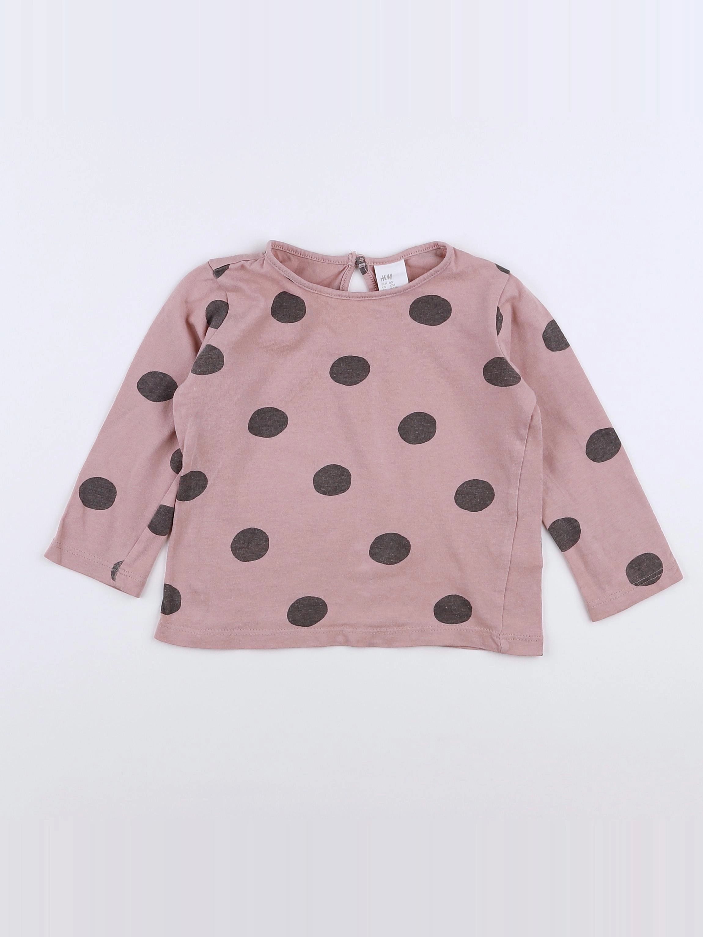 H&M - tee-shirt rose, gris - 9/12 mois