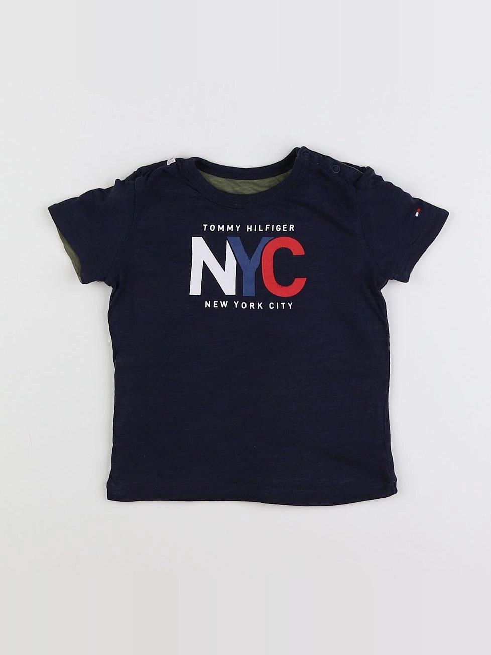 Tommy Hilfiger - tee-shirt réversible bleu, vert - 12 mois