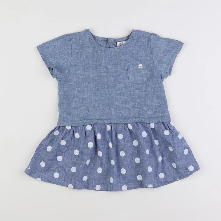 Zara - robe bleu, blanc - 12/18 mois