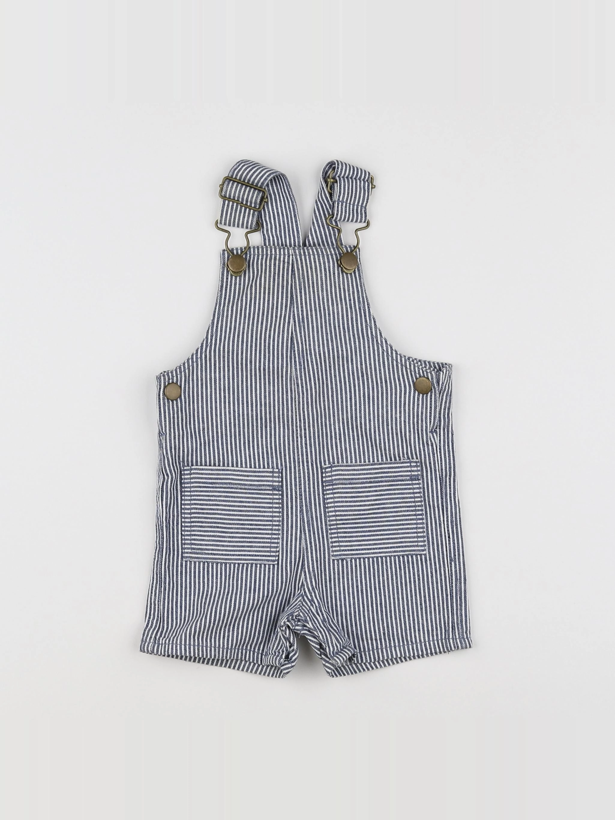Boutchou - salopette blanc, bleu - 6 mois