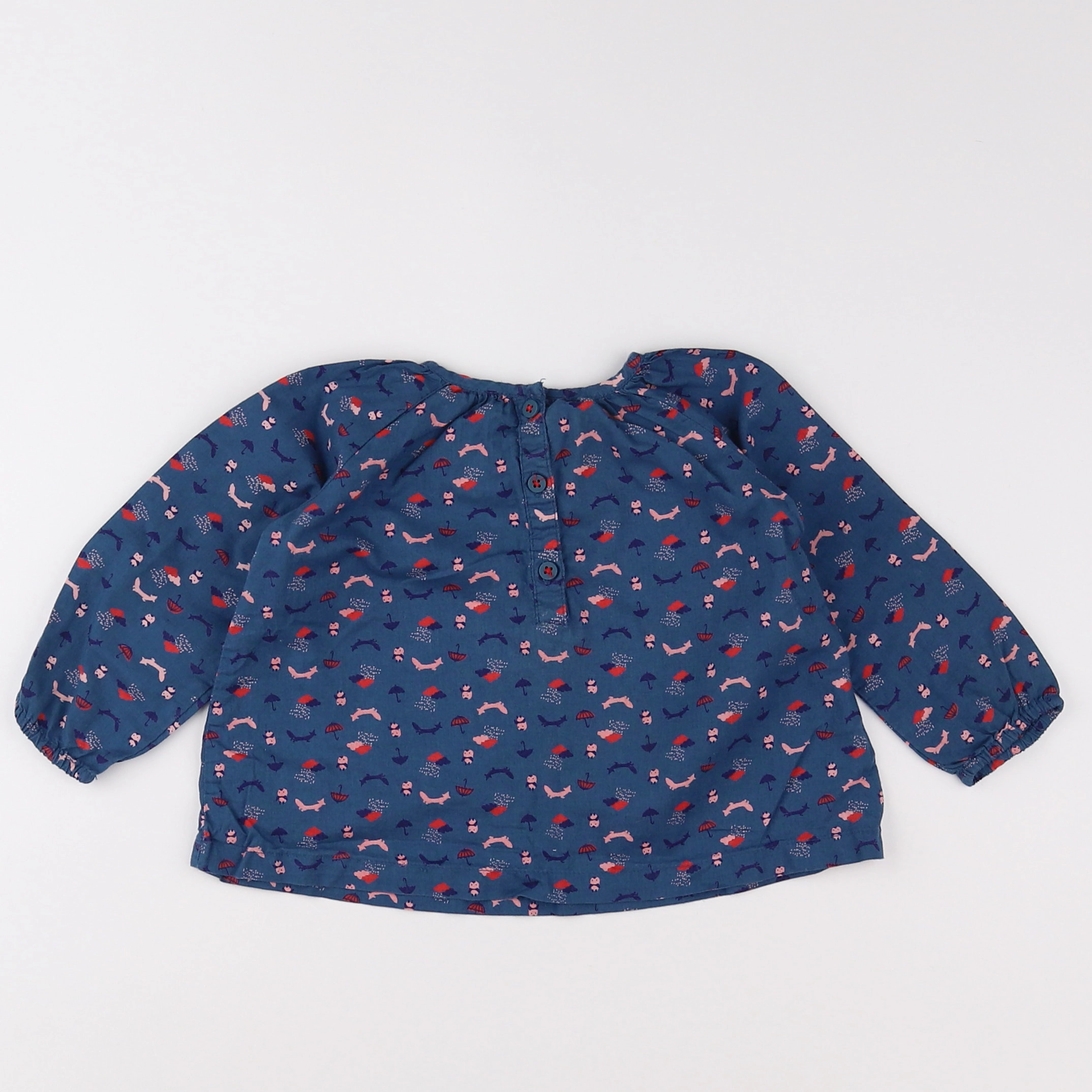 Boutchou - blouse bleu - 9 mois