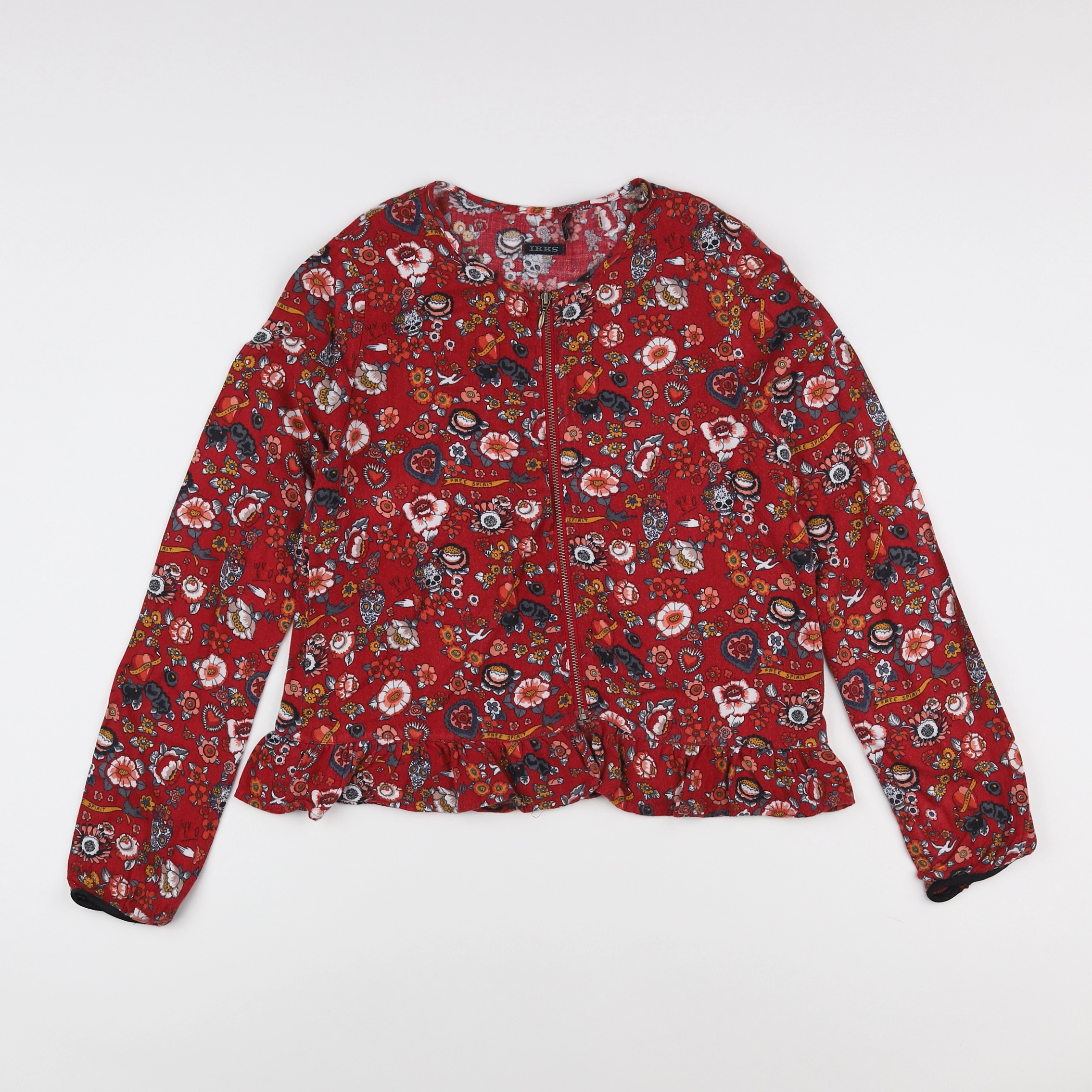 IKKS - blouse rouge, noir - 12 ans