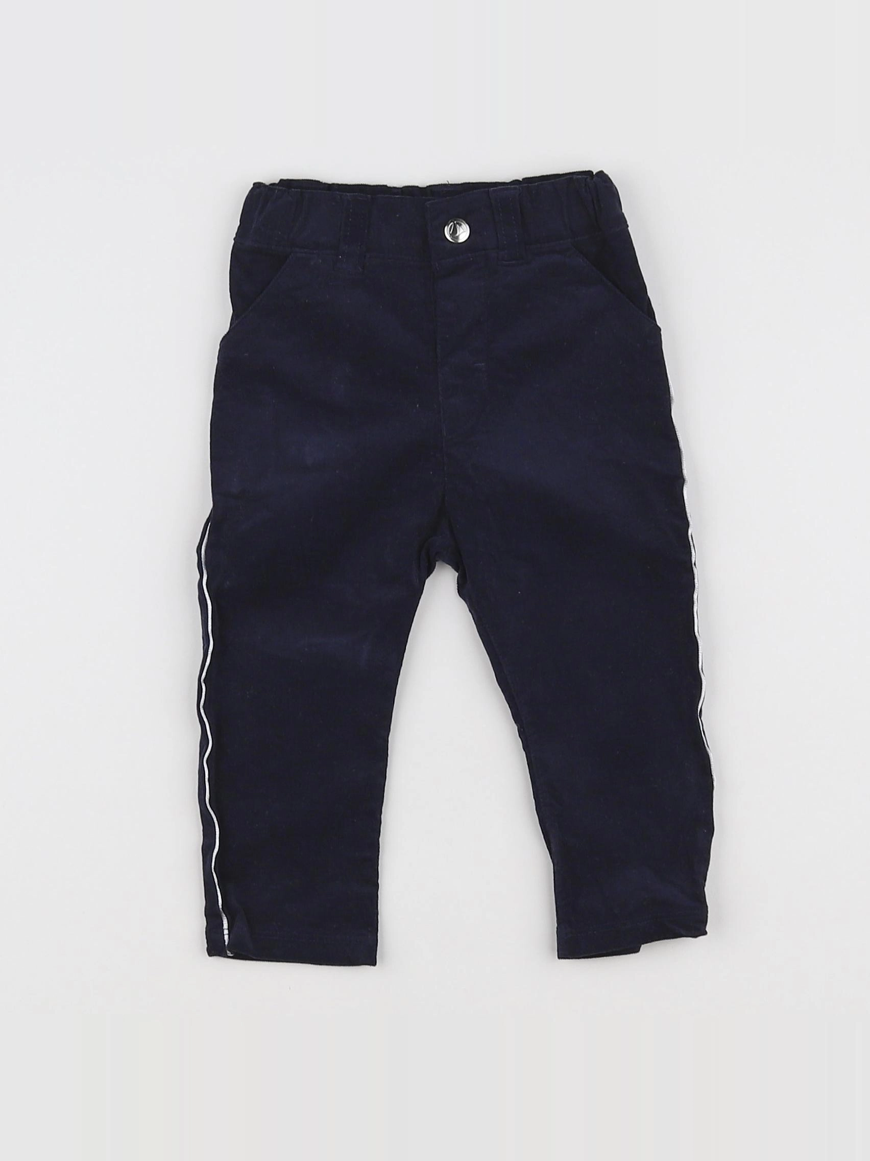 Petit Bateau - pantalon bleu - 12 mois