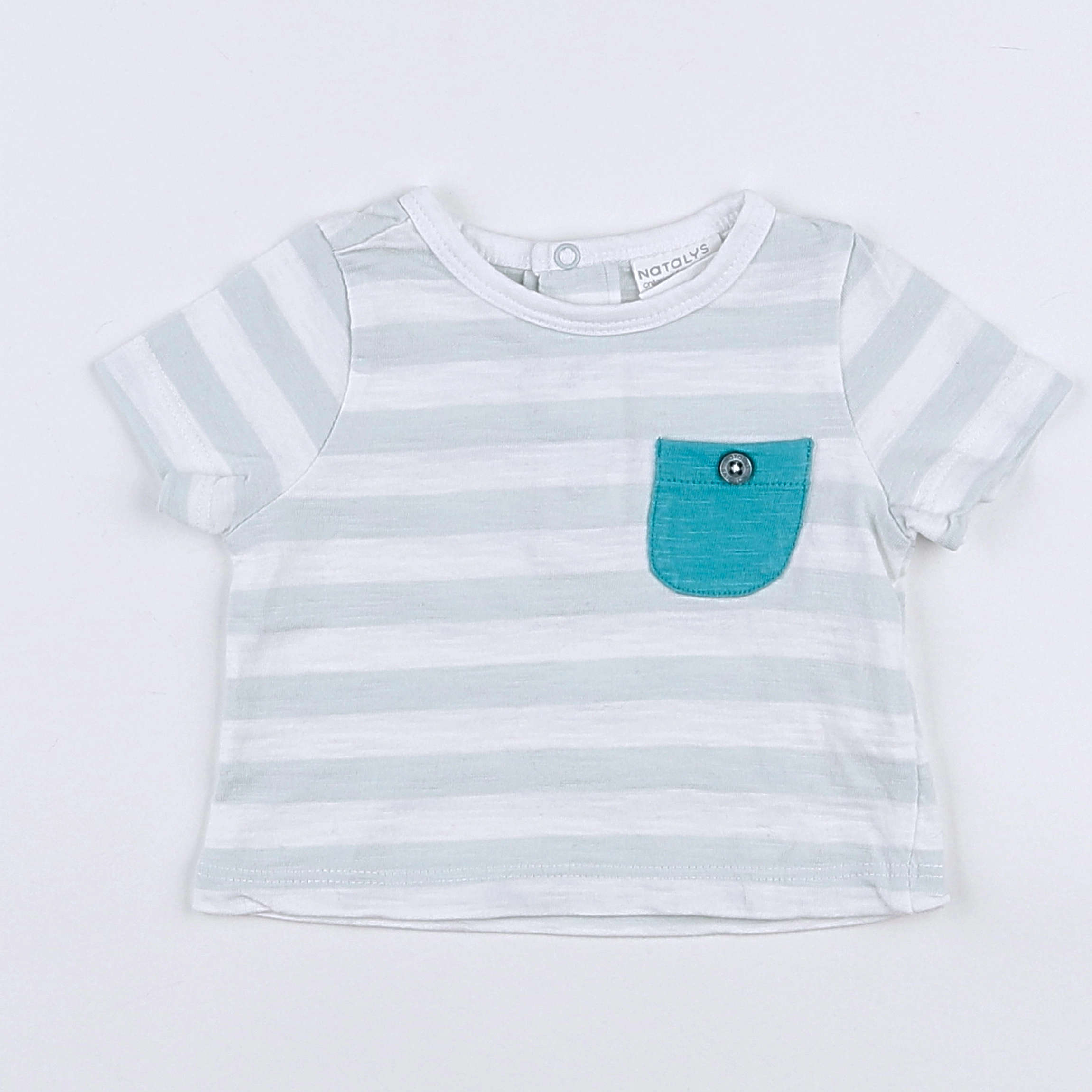 Natalys - tee-shirt blanc, bleu - 1 mois