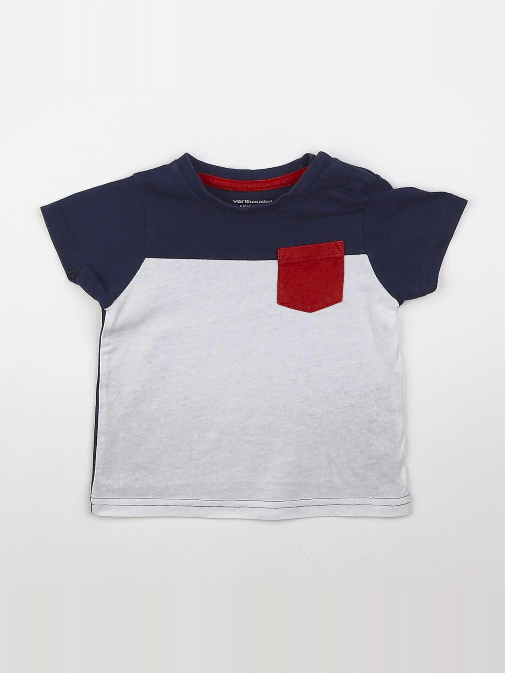 Vertbaudet - tee-shirt bleu, gris - 6 mois
