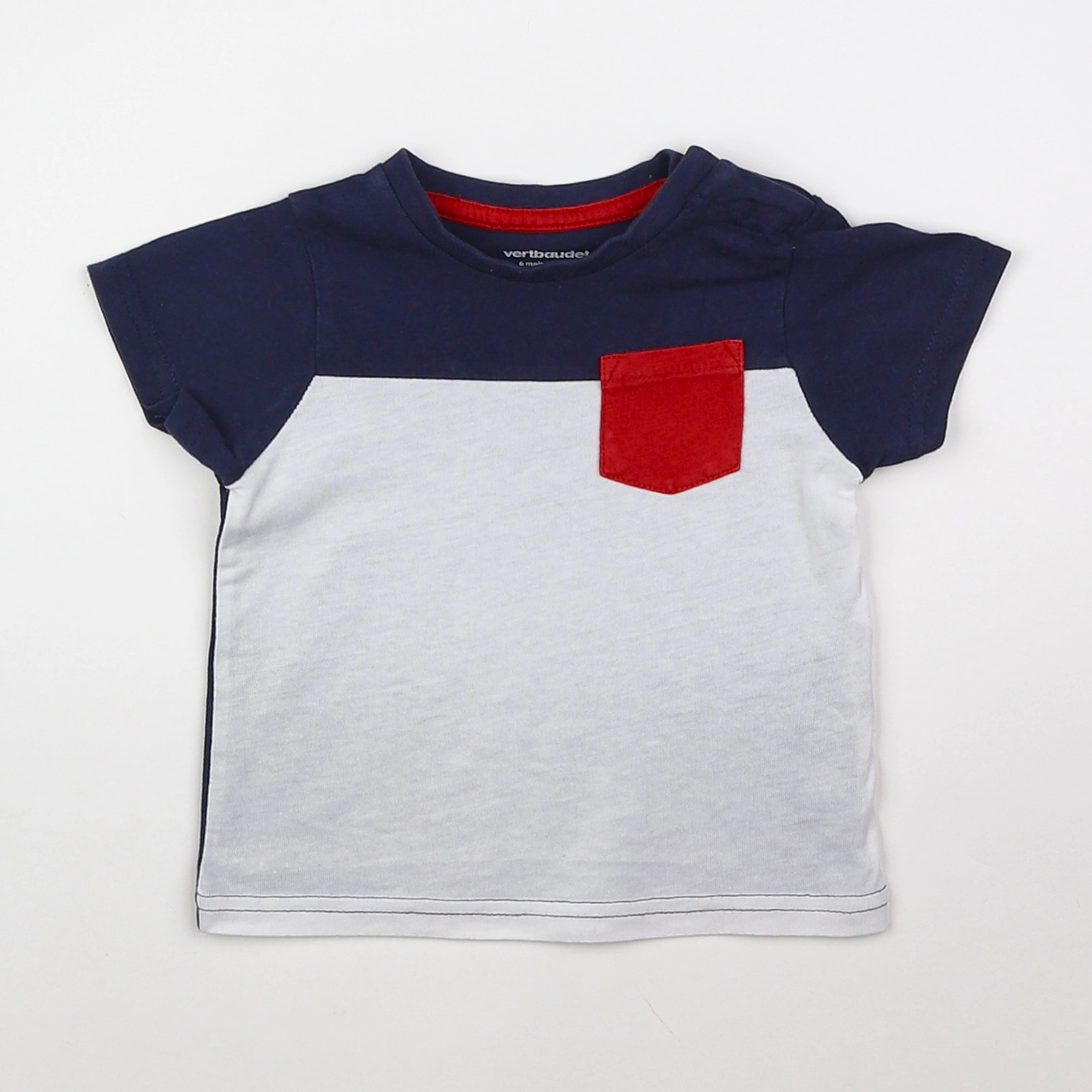 Vertbaudet - tee-shirt bleu, gris - 6 mois