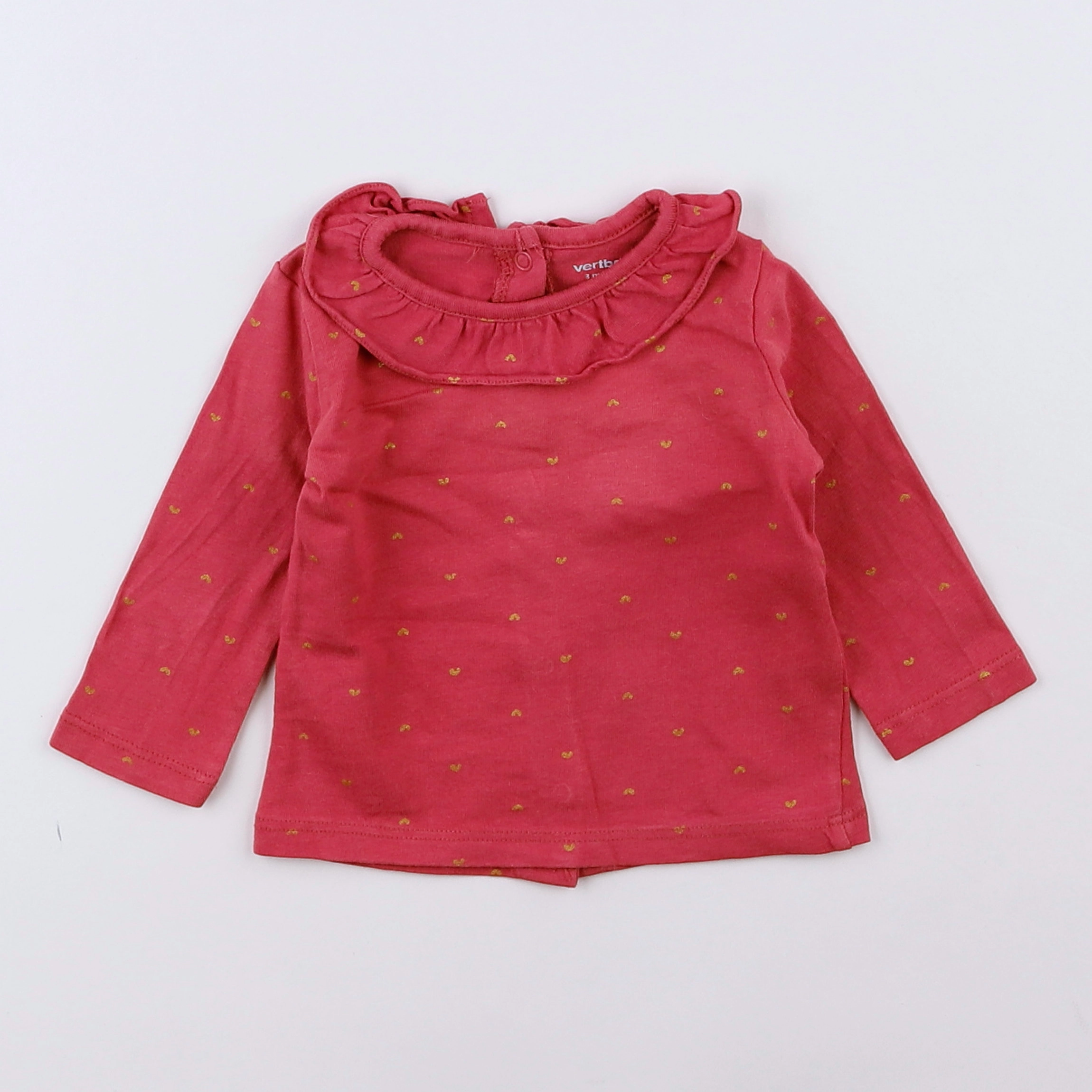 Vertbaudet - tee-shirt or, rose - 3 mois