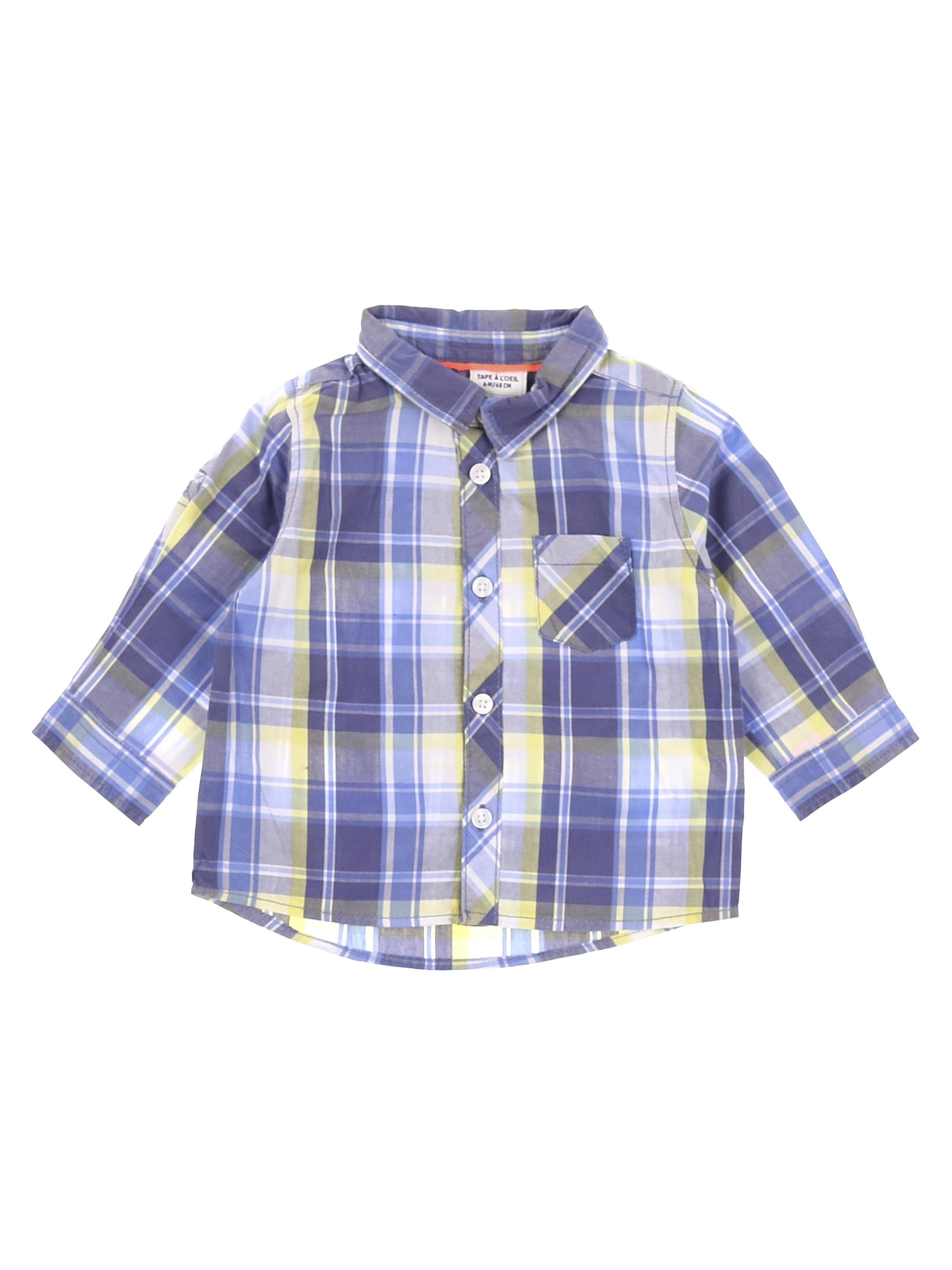 Tape à l'oeil - chemise bleu, vert - 6 mois