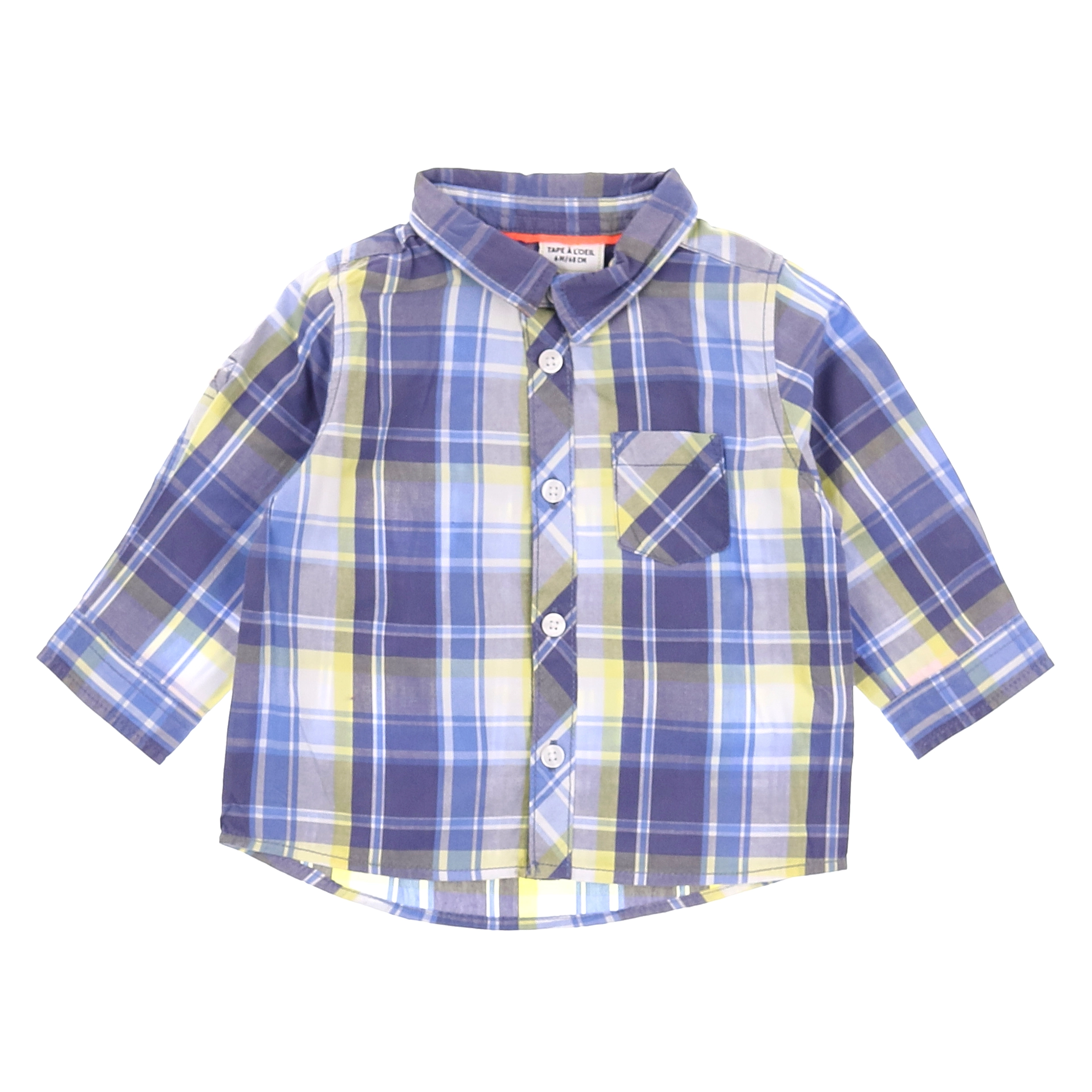 Tape à l'oeil - chemise bleu, vert - 6 mois