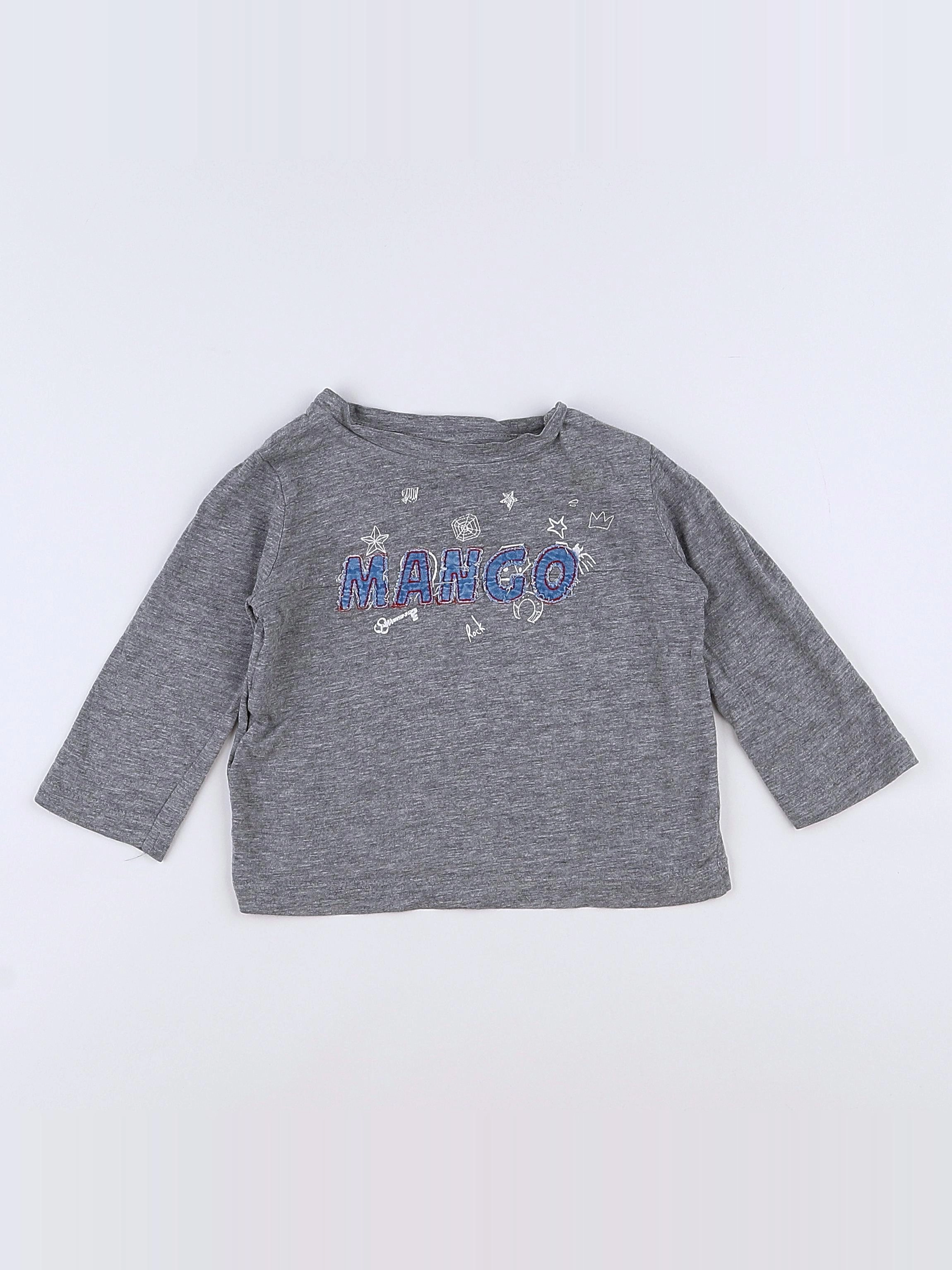 Mango - tee-shirt gris - 9/12 mois