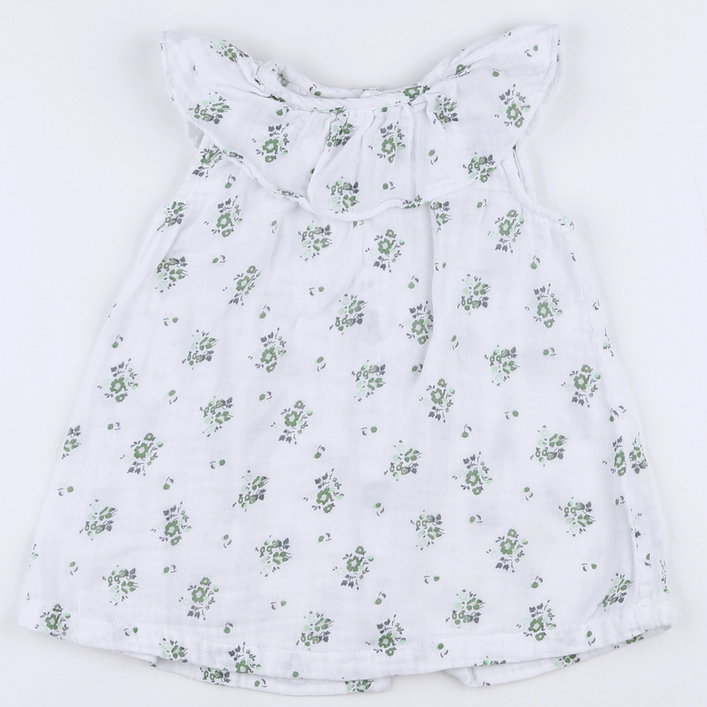 Petit Bateau - robe blanc, vert - 12 mois