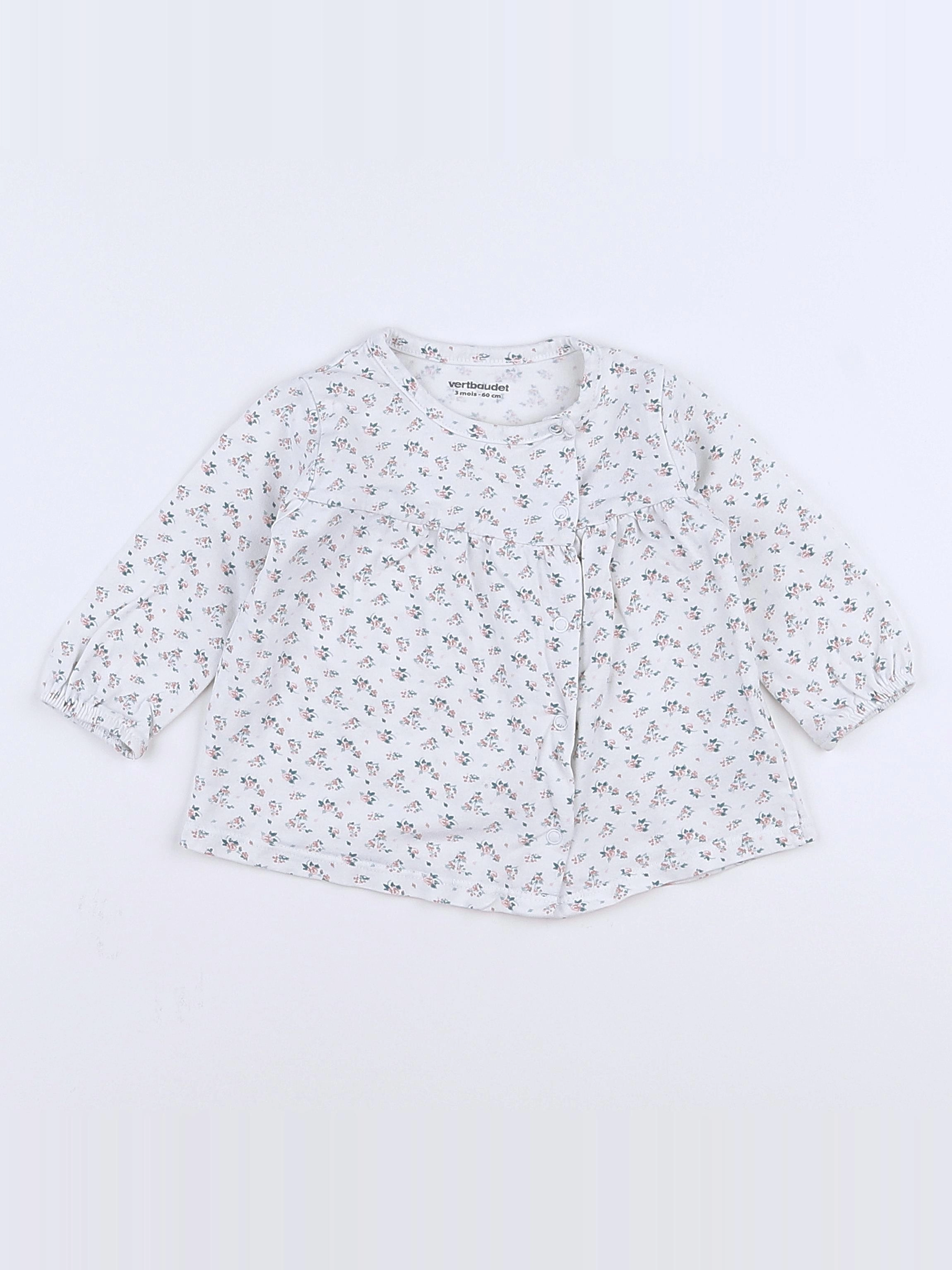Vertbaudet - tee-shirt blanc, multicolore - 3 mois