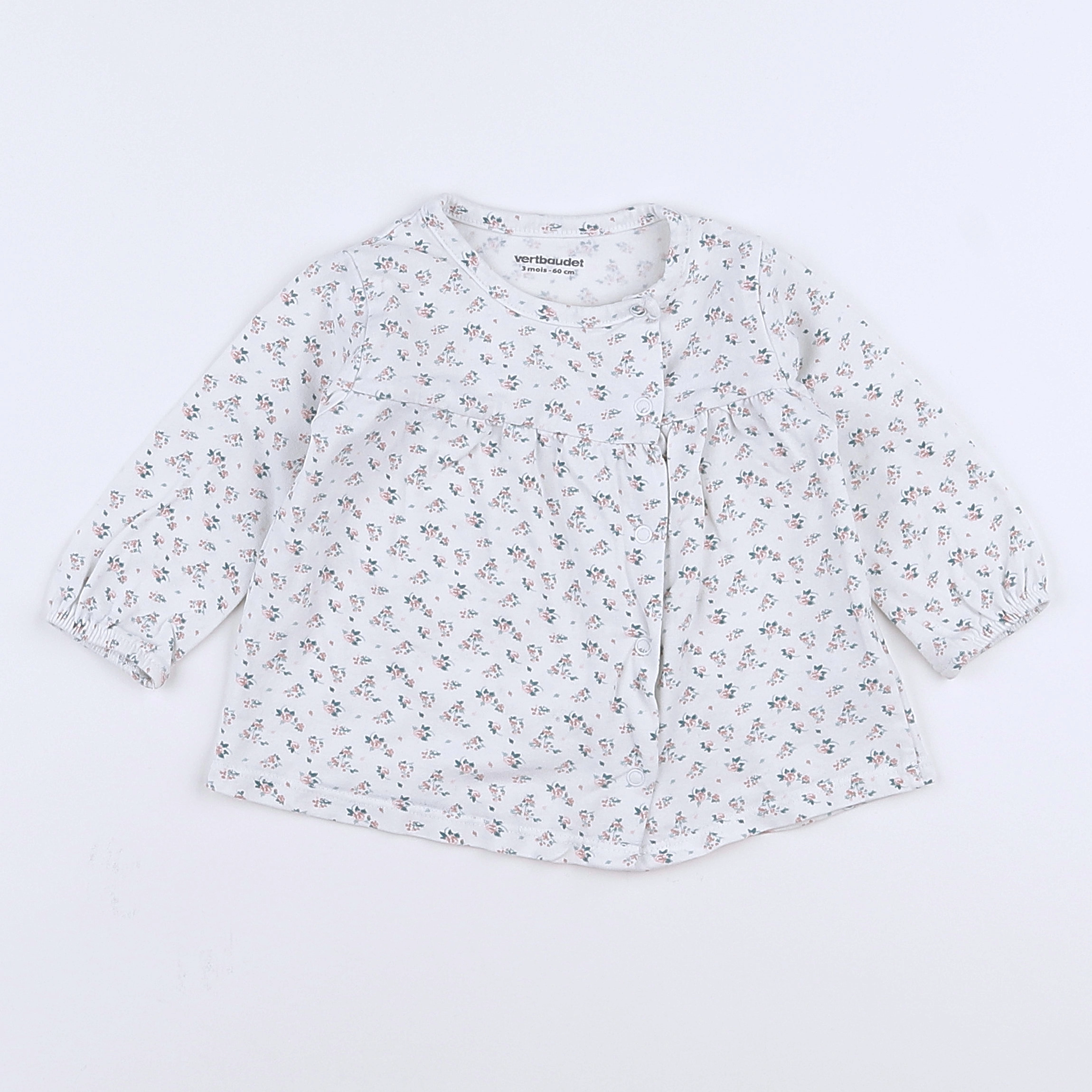 Vertbaudet - tee-shirt blanc, multicolore - 3 mois
