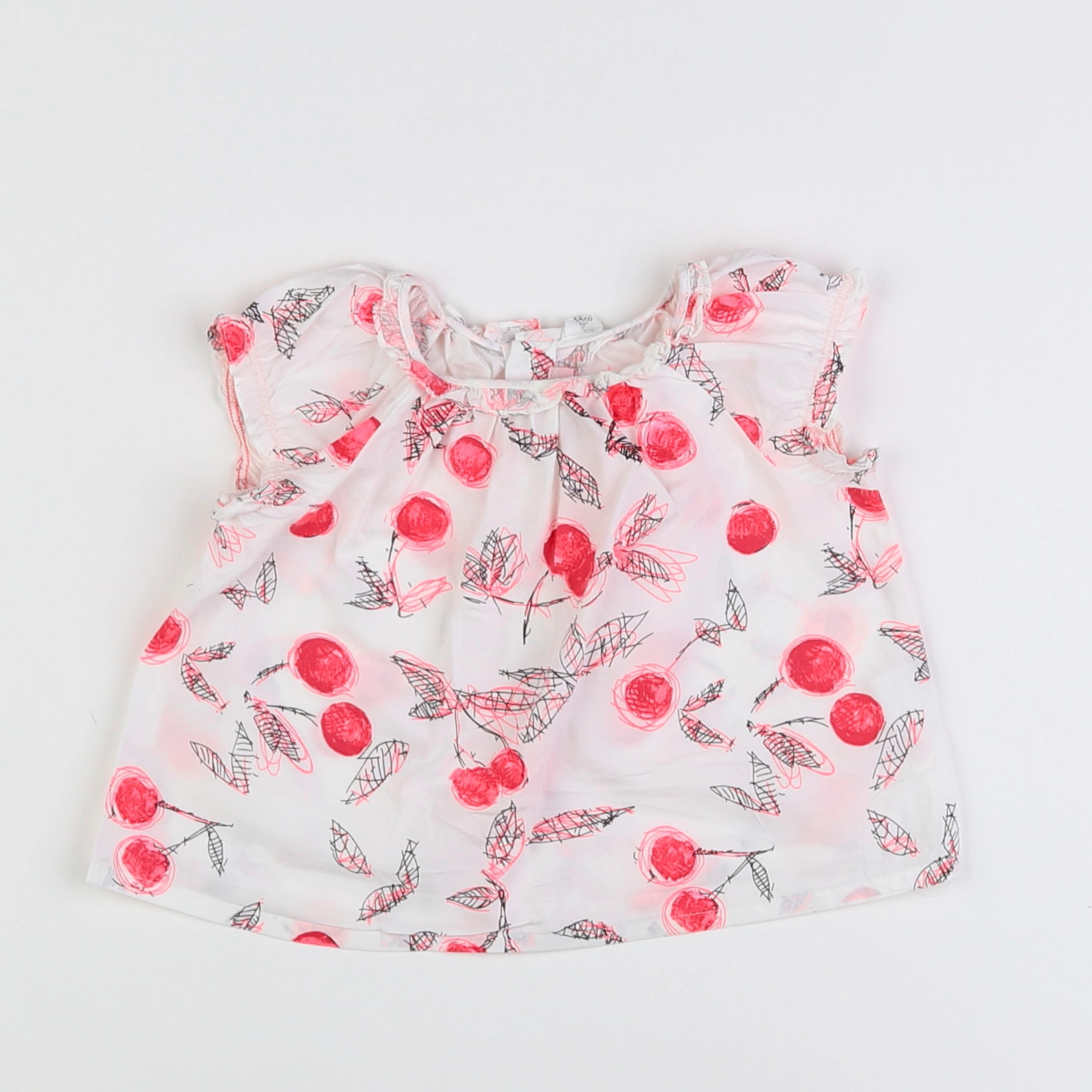 Bonpoint - blouse blanc, rose - 12 mois