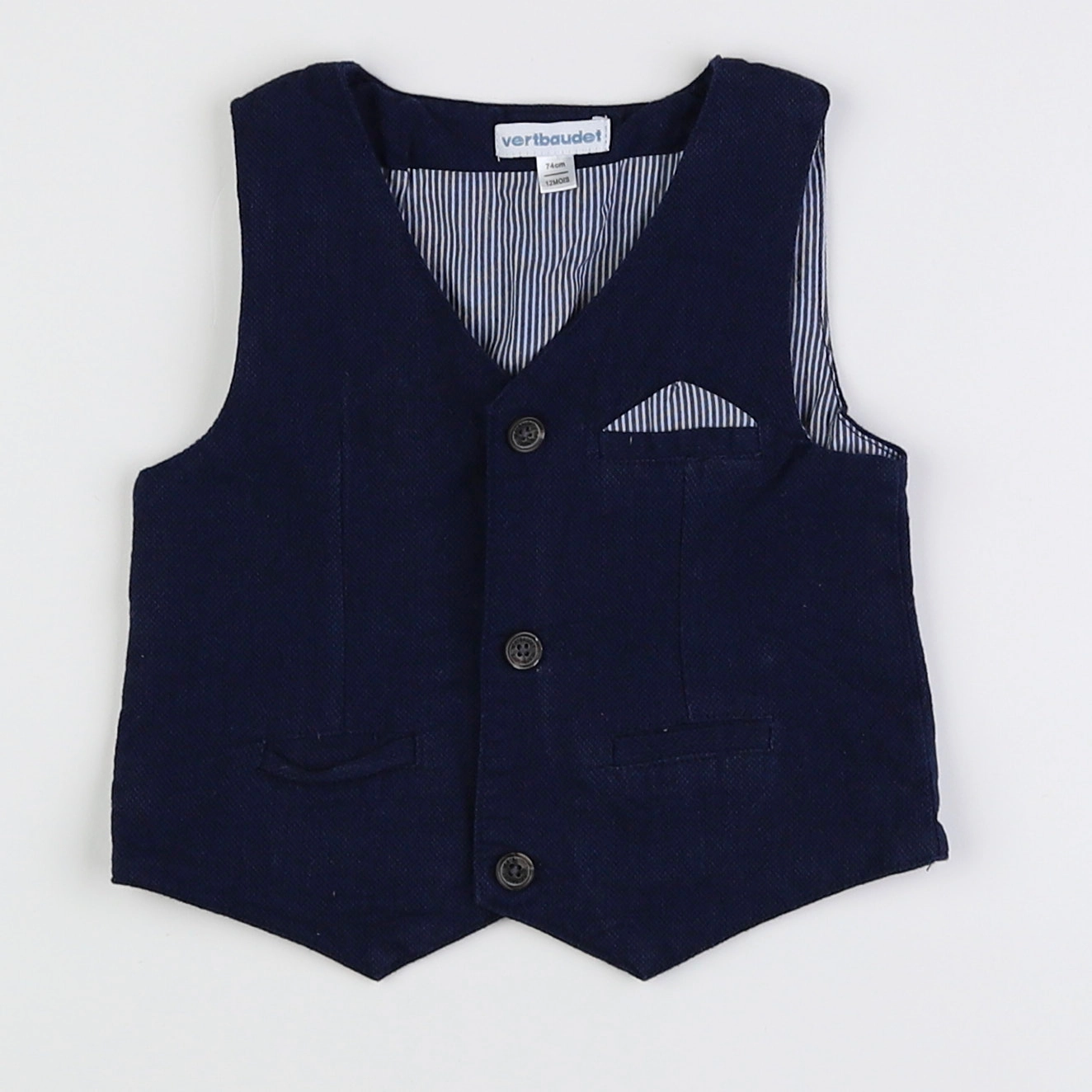 Vertbaudet - gilet bleu - 12 mois