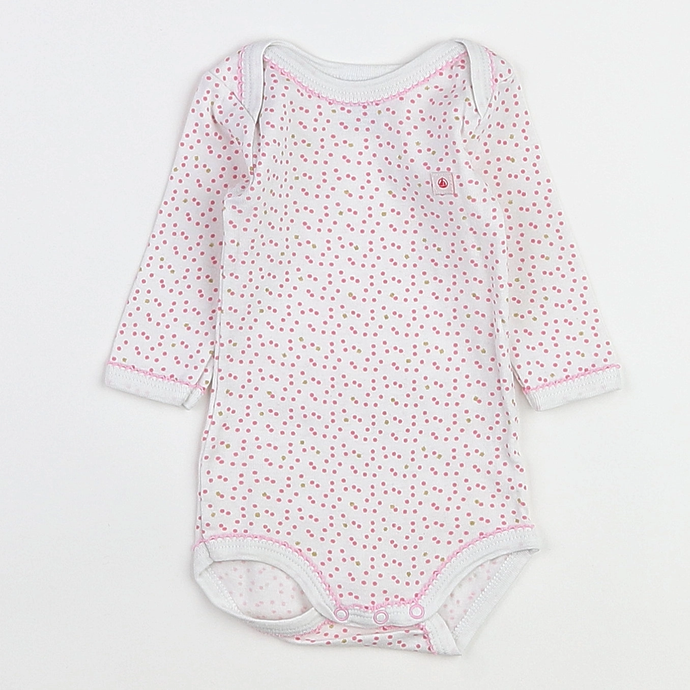 Petit Bateau - body blanc, rose - 3 mois