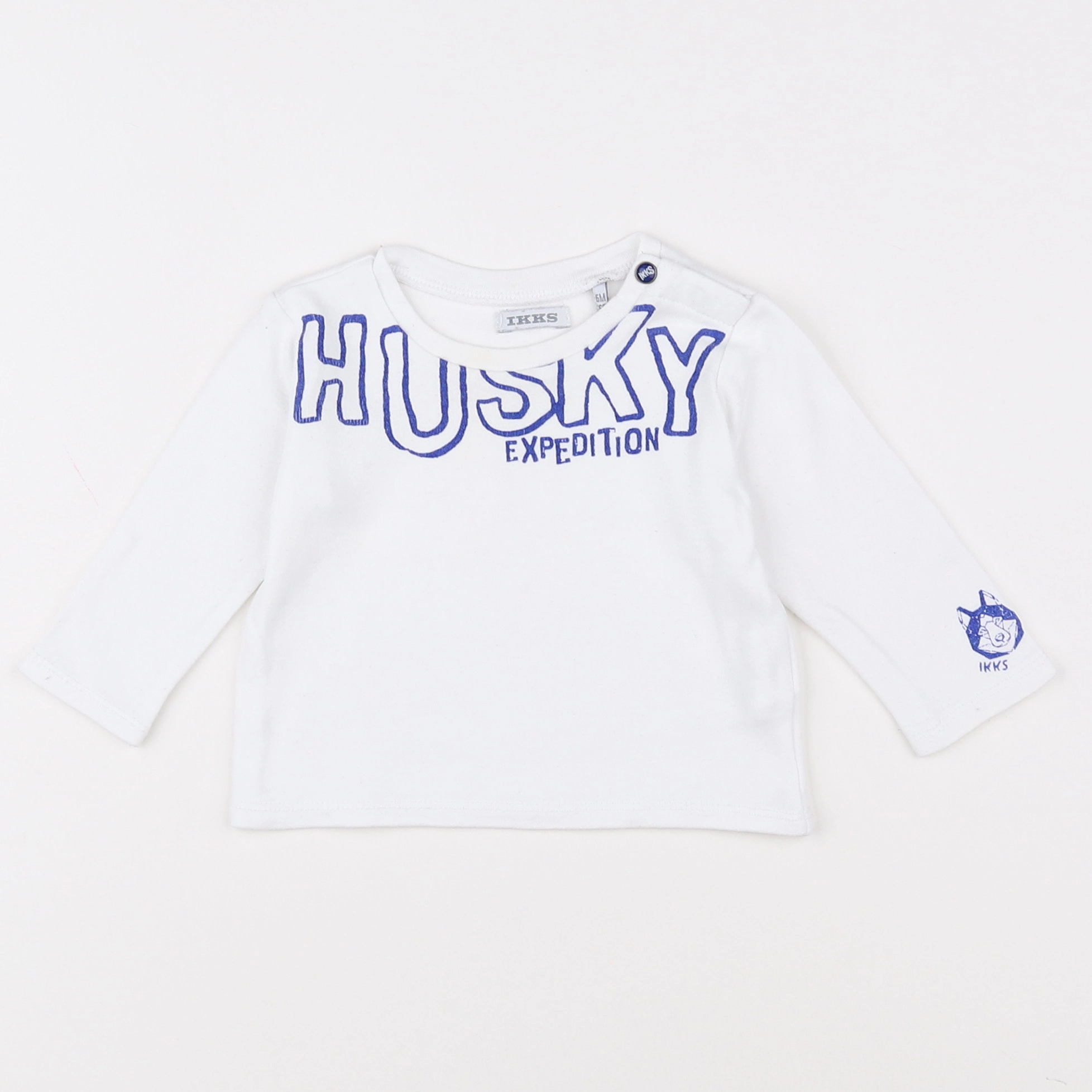 IKKS - tee-shirt blanc, bleu - 6 mois