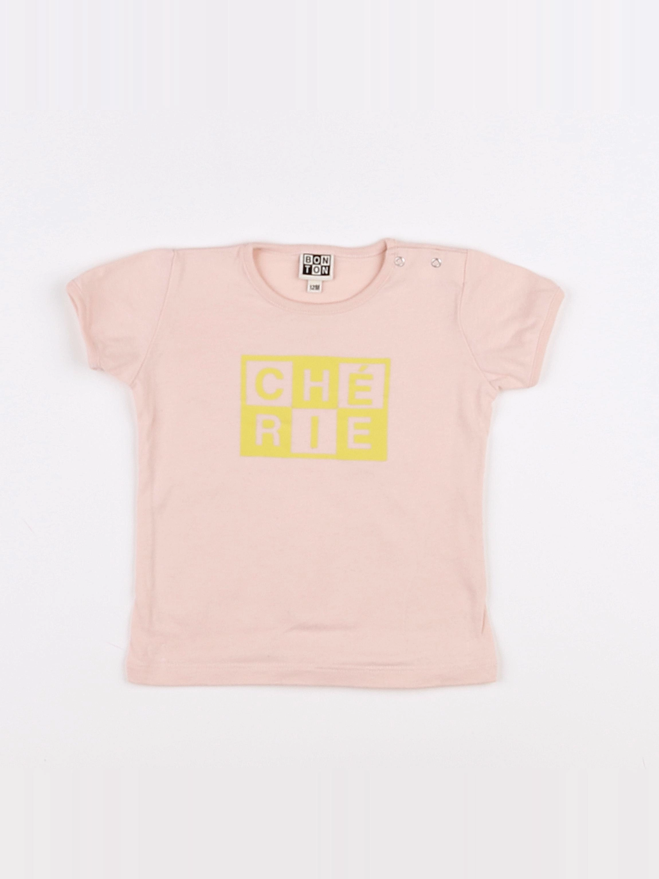 Bonton - tee-shirt rose - 12 mois