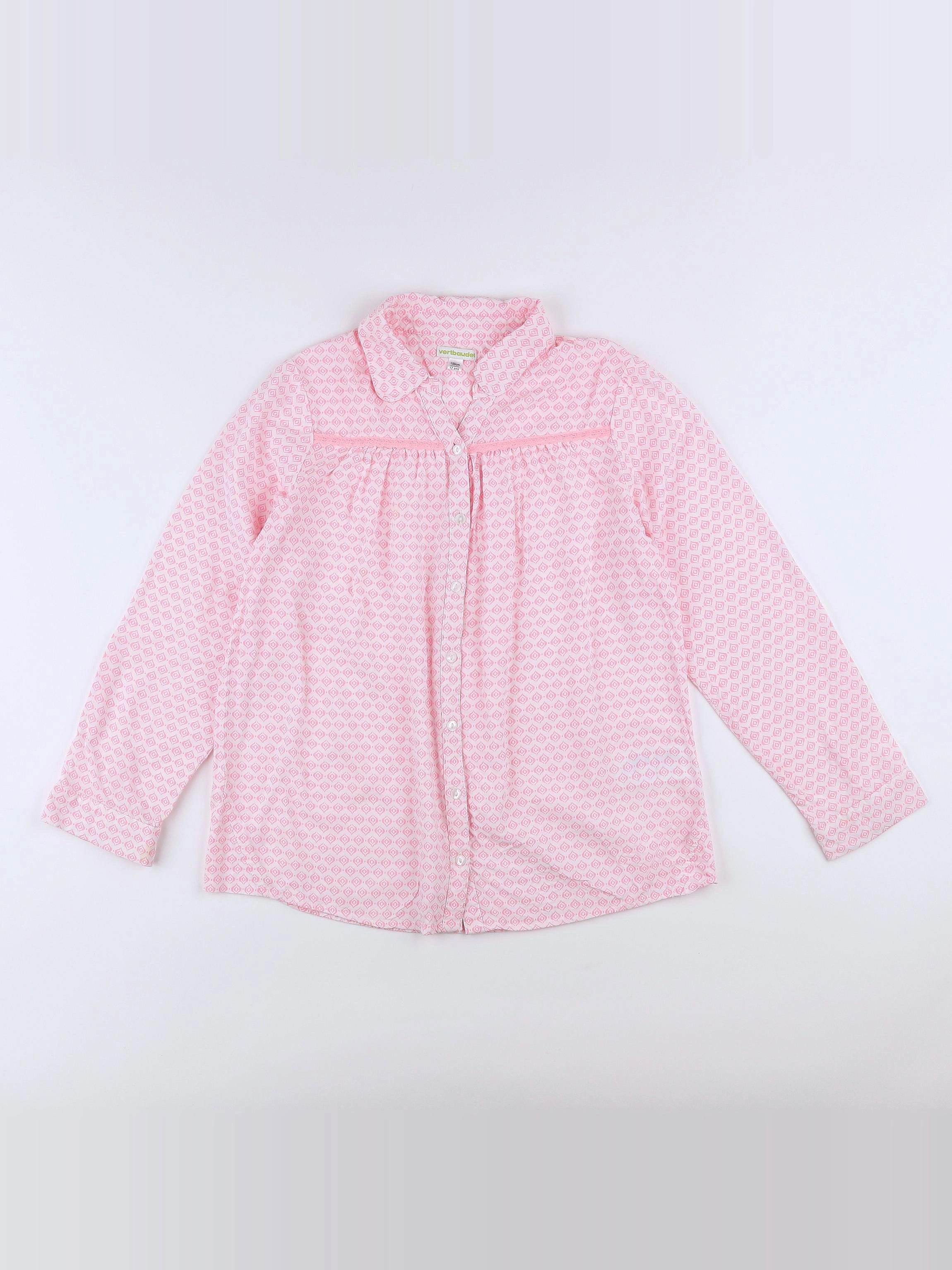Vertbaudet - blouse rose, blanc - 12 ans