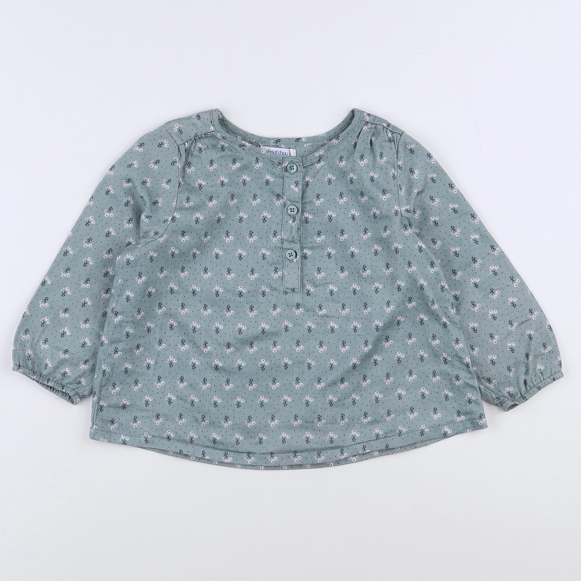 Boutchou - blouse vert - 12 mois