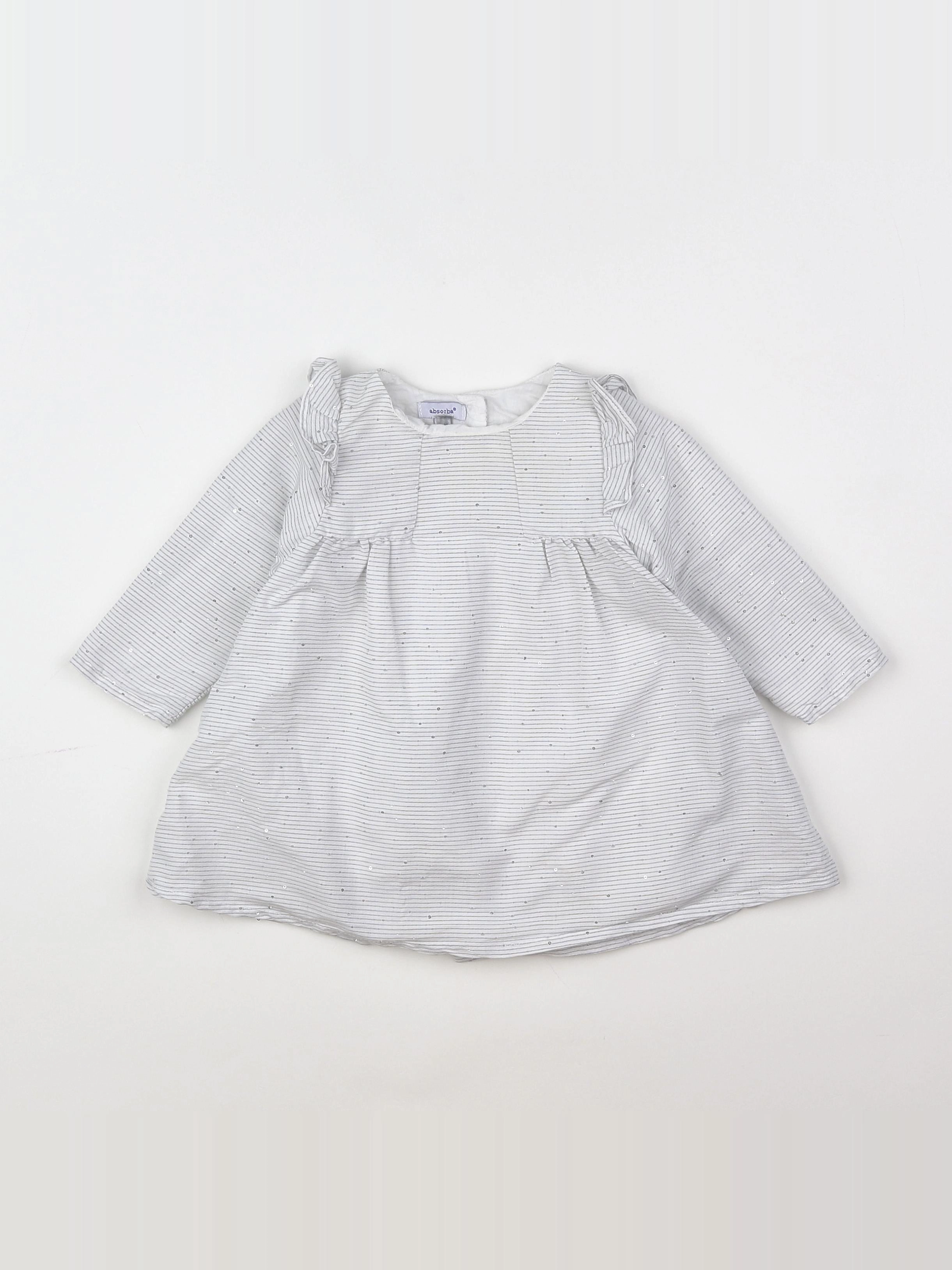 Absorba - robe blanc, argent - 18 mois