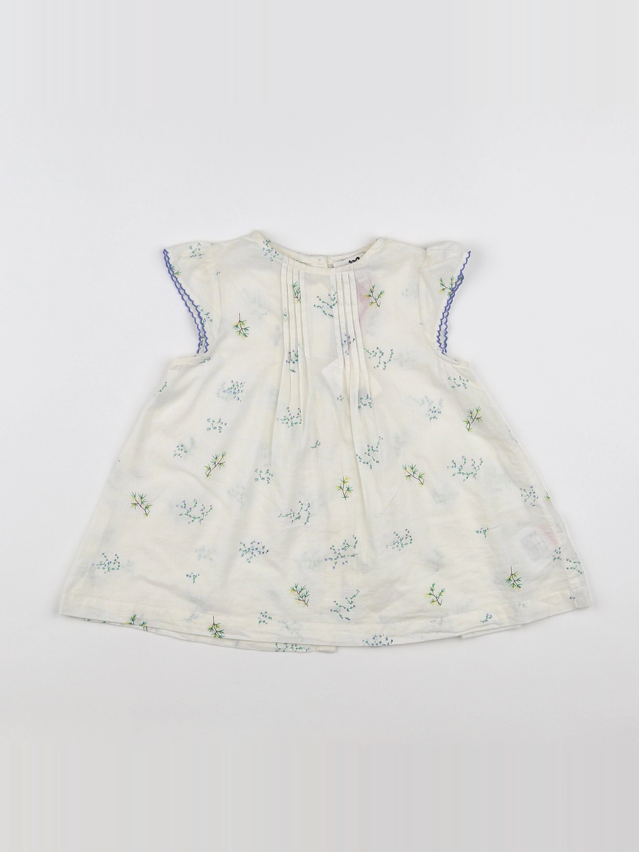 Cyrillus - robe blanc, bleu (état neuf) - 12 mois