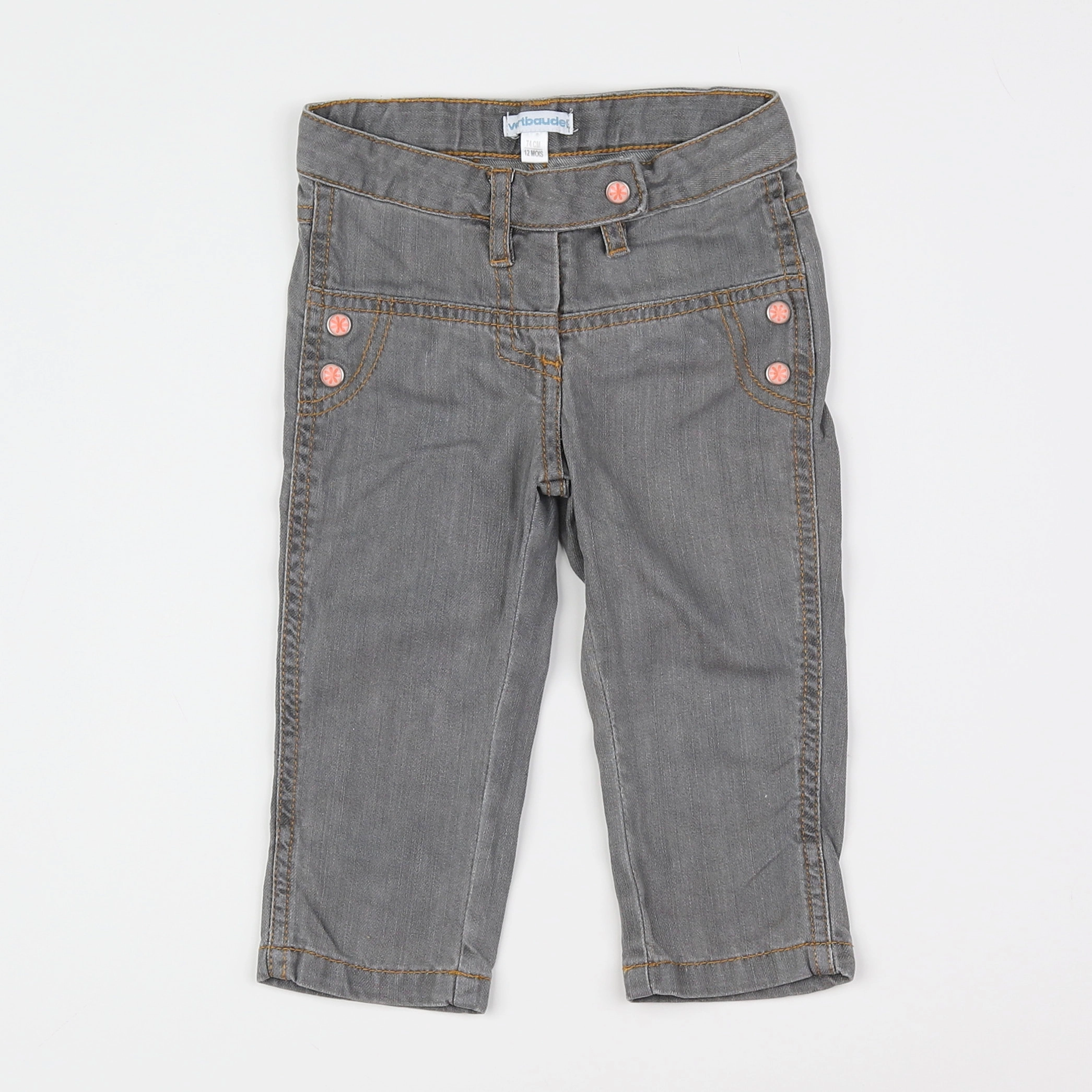 Vertbaudet - pantalon gris - 12 mois