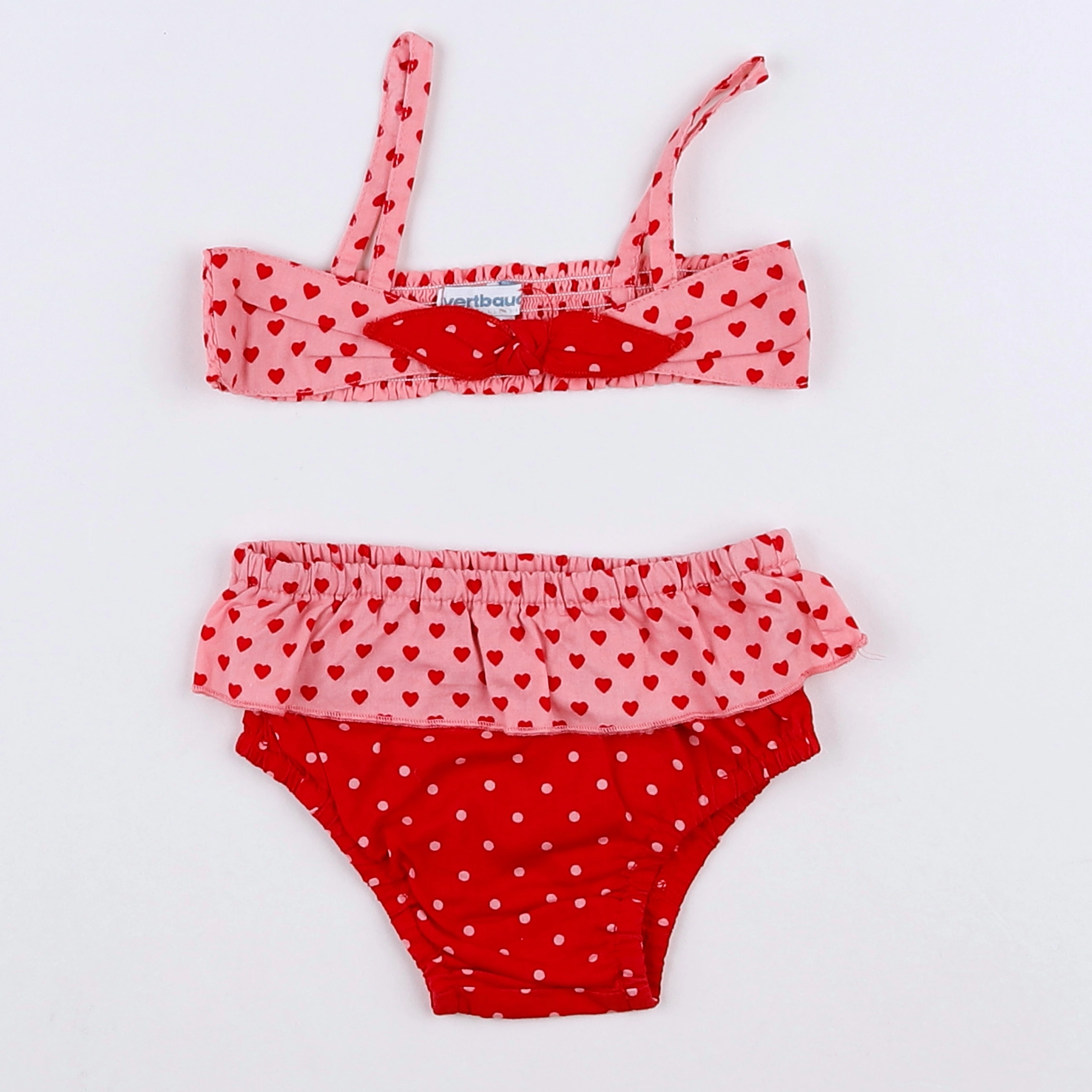 Vertbaudet - maillot de bain rose, rouge - 12 mois