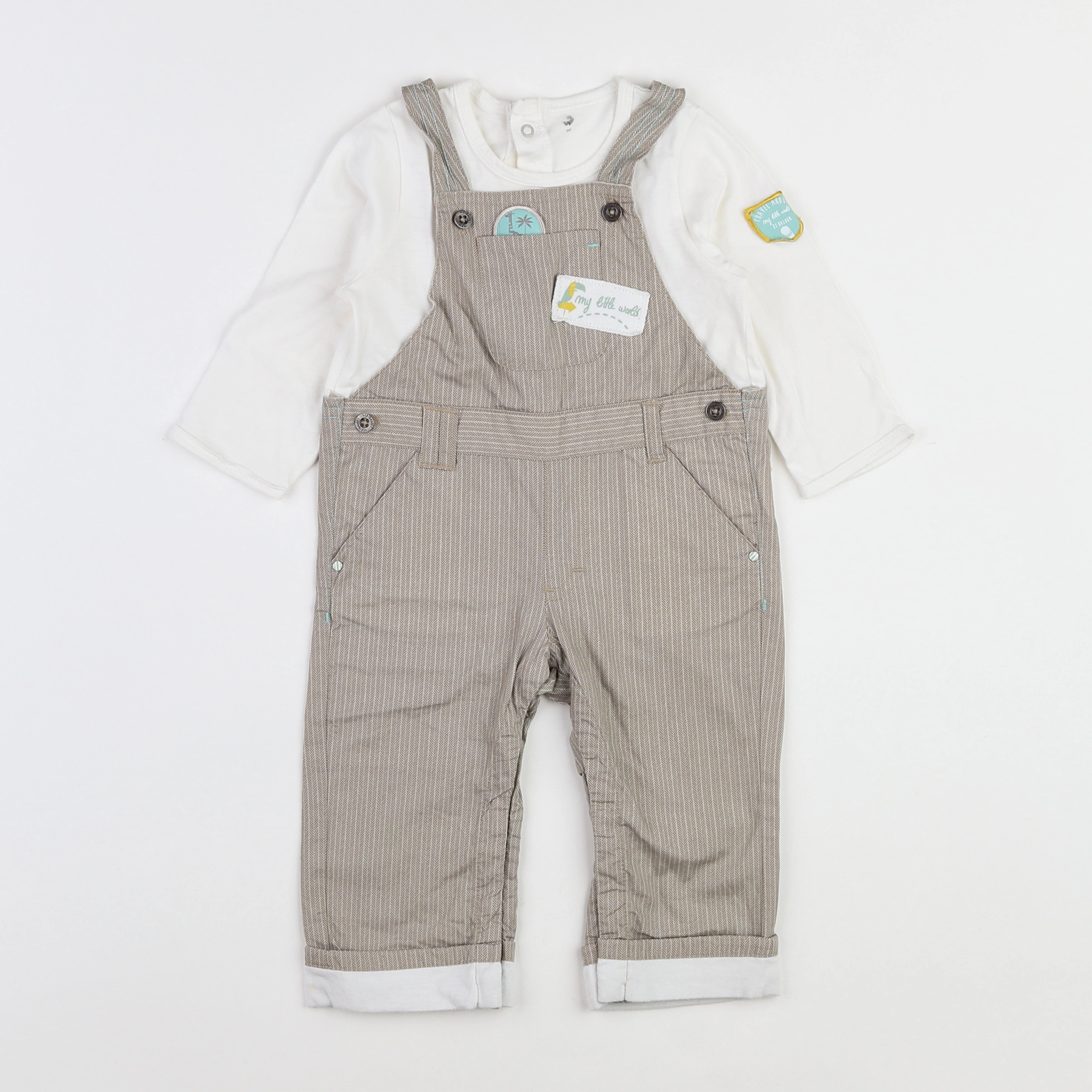 Vertbaudet - combinaison blanc, beige - 12 mois