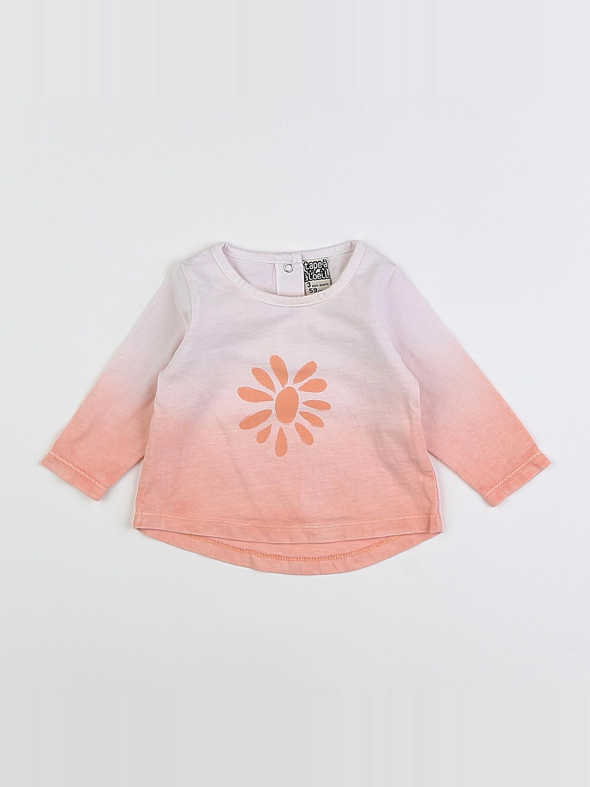 Tape à l'oeil - tee-shirt blanc, orange - 3 mois