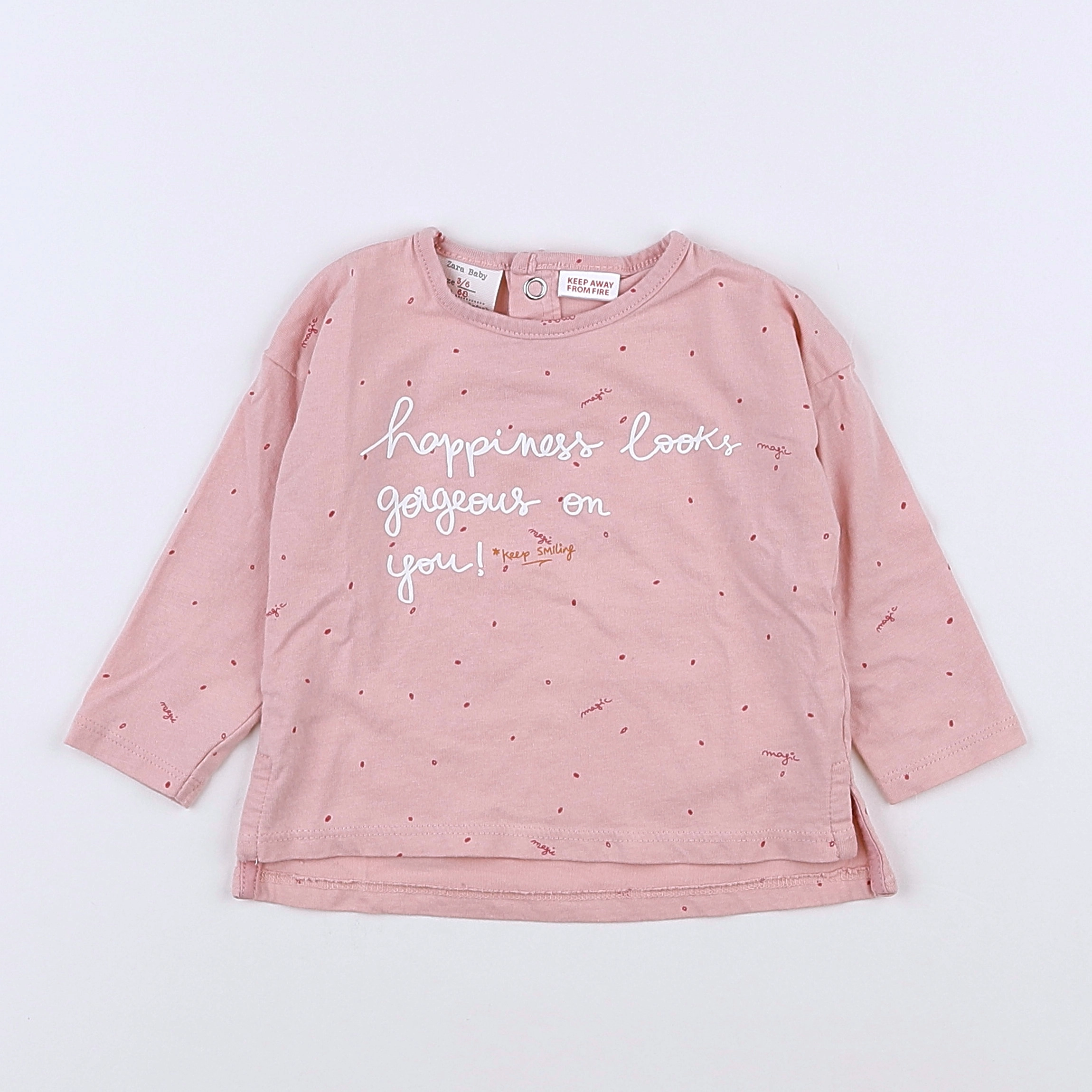 Zara - tee-shirt rose - 3 mois