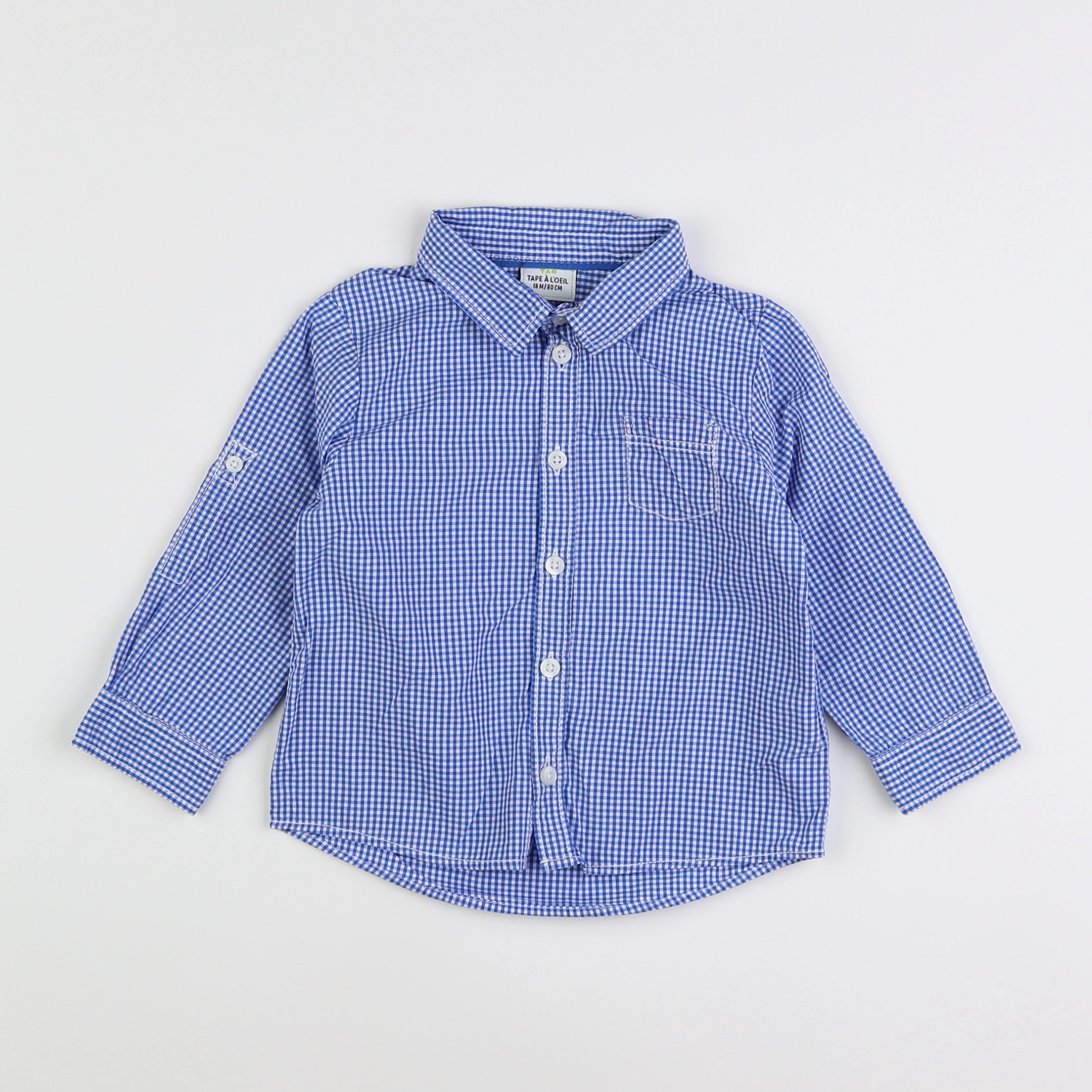 Tape à l'oeil - chemise bleu, blanc - 18 mois