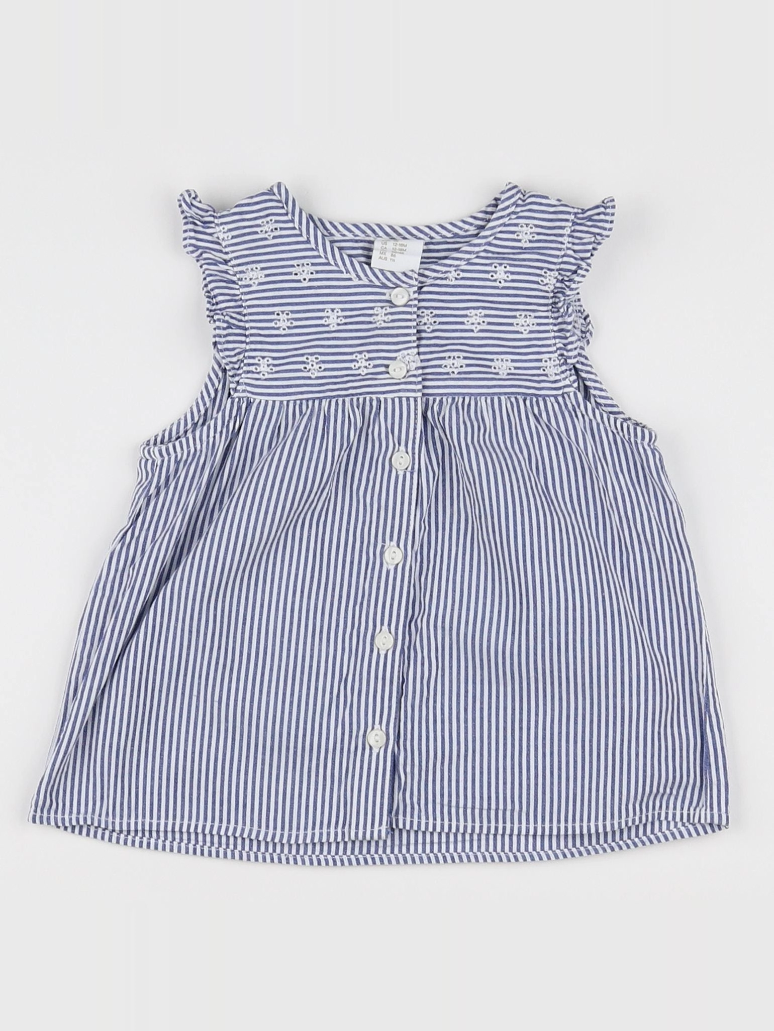 H&M - robe bleu, blanc - 12/18 mois