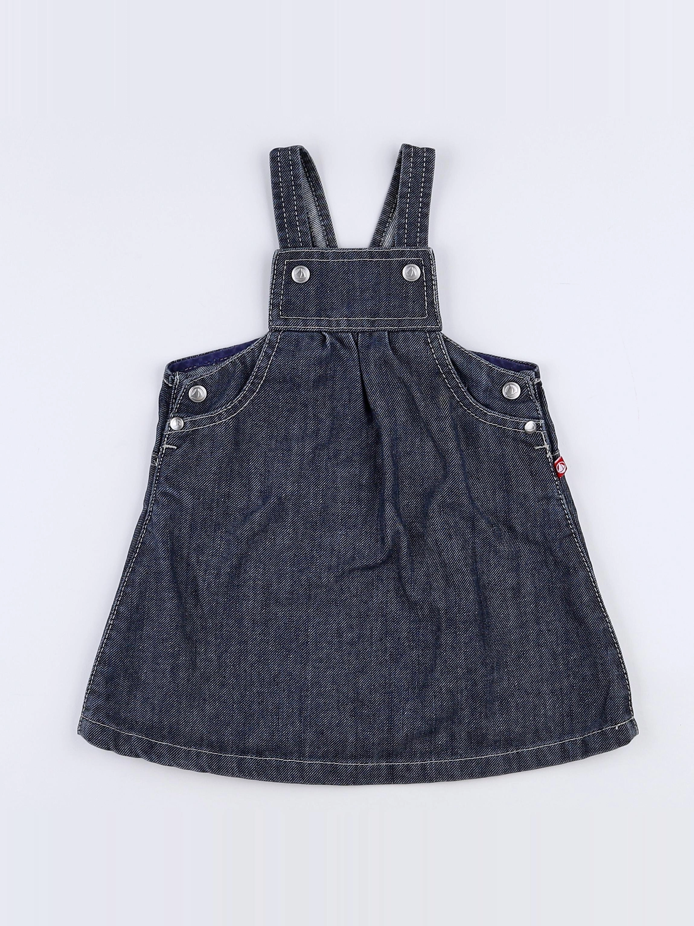 Petit Bateau - robe gris, bleu - 12 mois