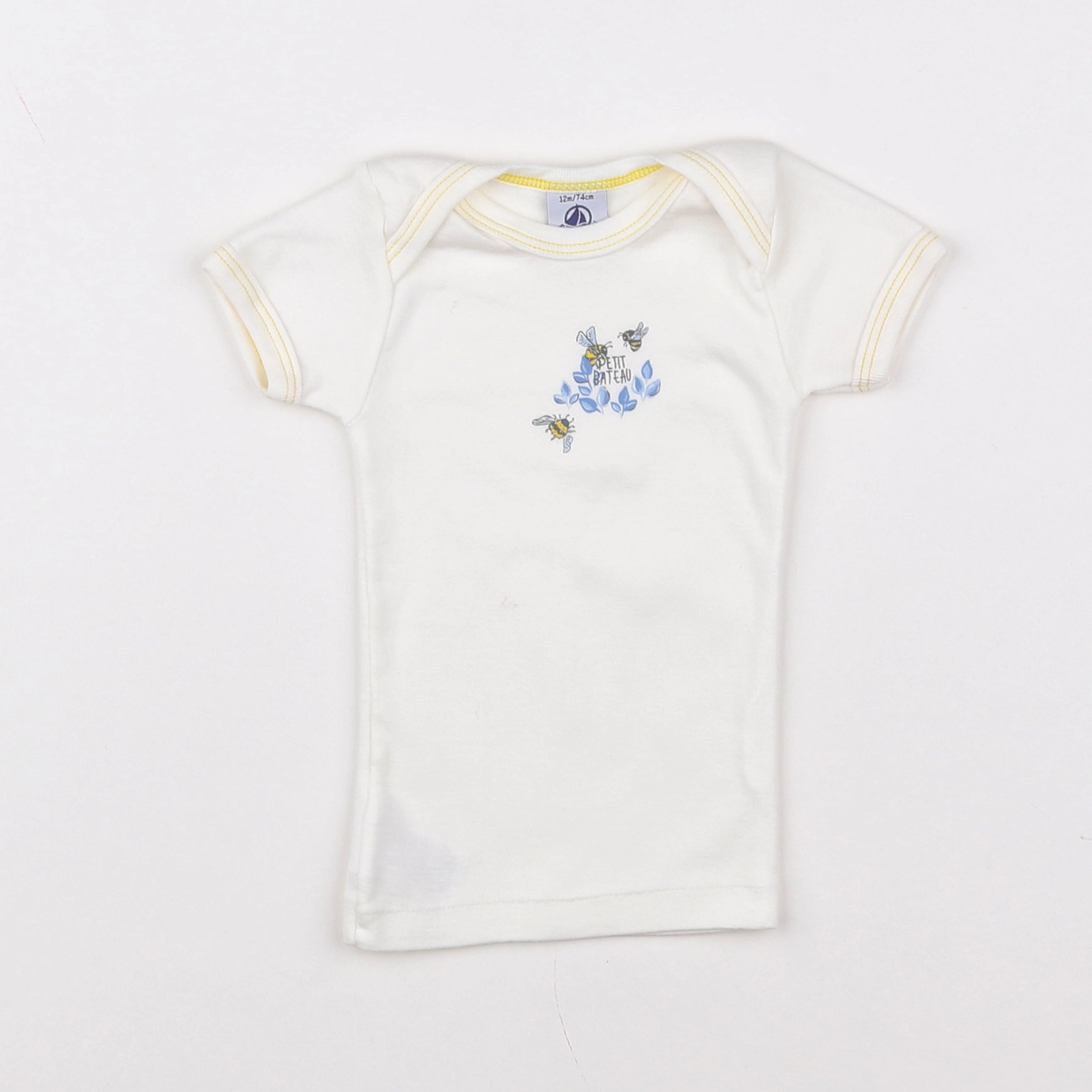 Petit Bateau - maillot de corps jaune, blanc - 12 mois