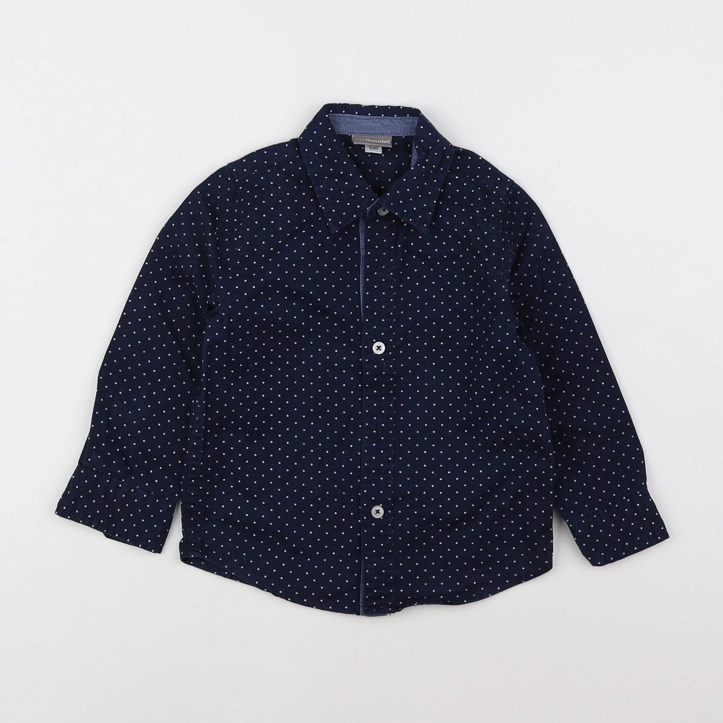 Vertbaudet - chemise blanc, bleu - 3 ans
