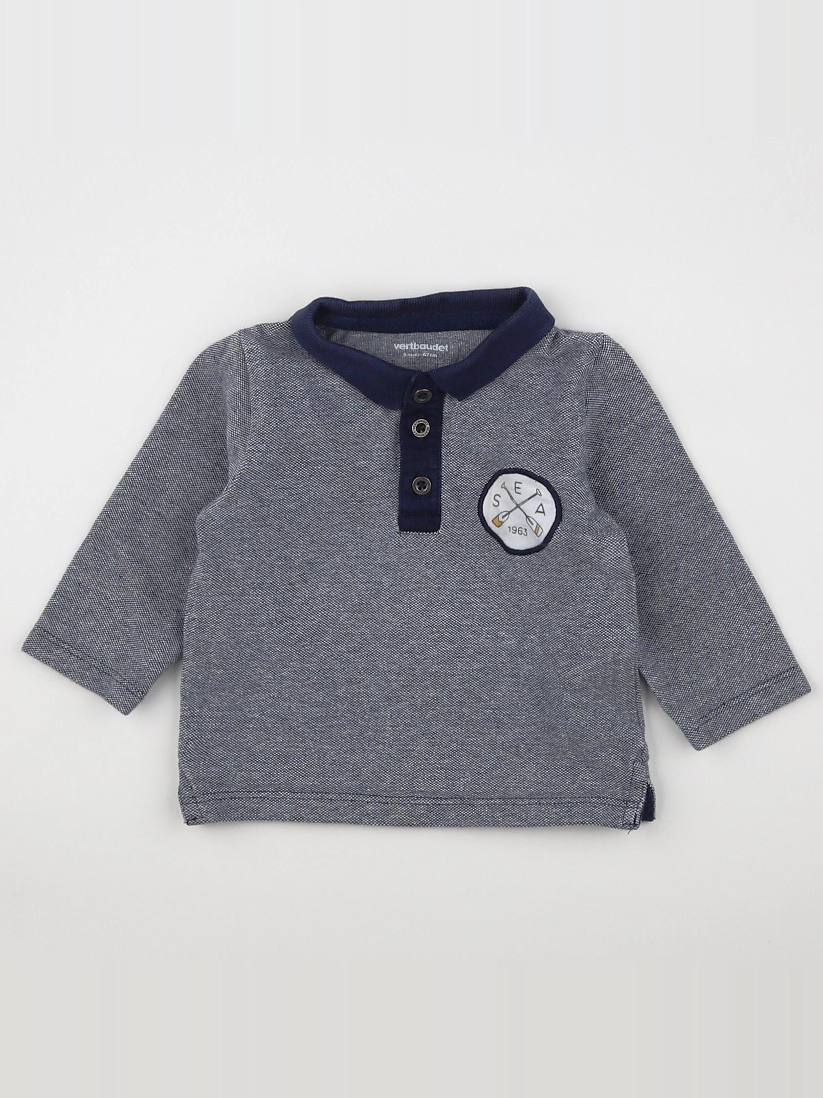Vertbaudet - polo bleu - 6 mois