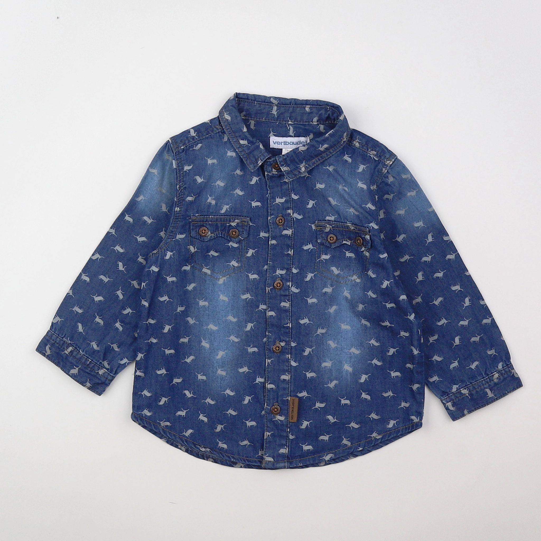 Vertbaudet - chemise gris - 12 mois