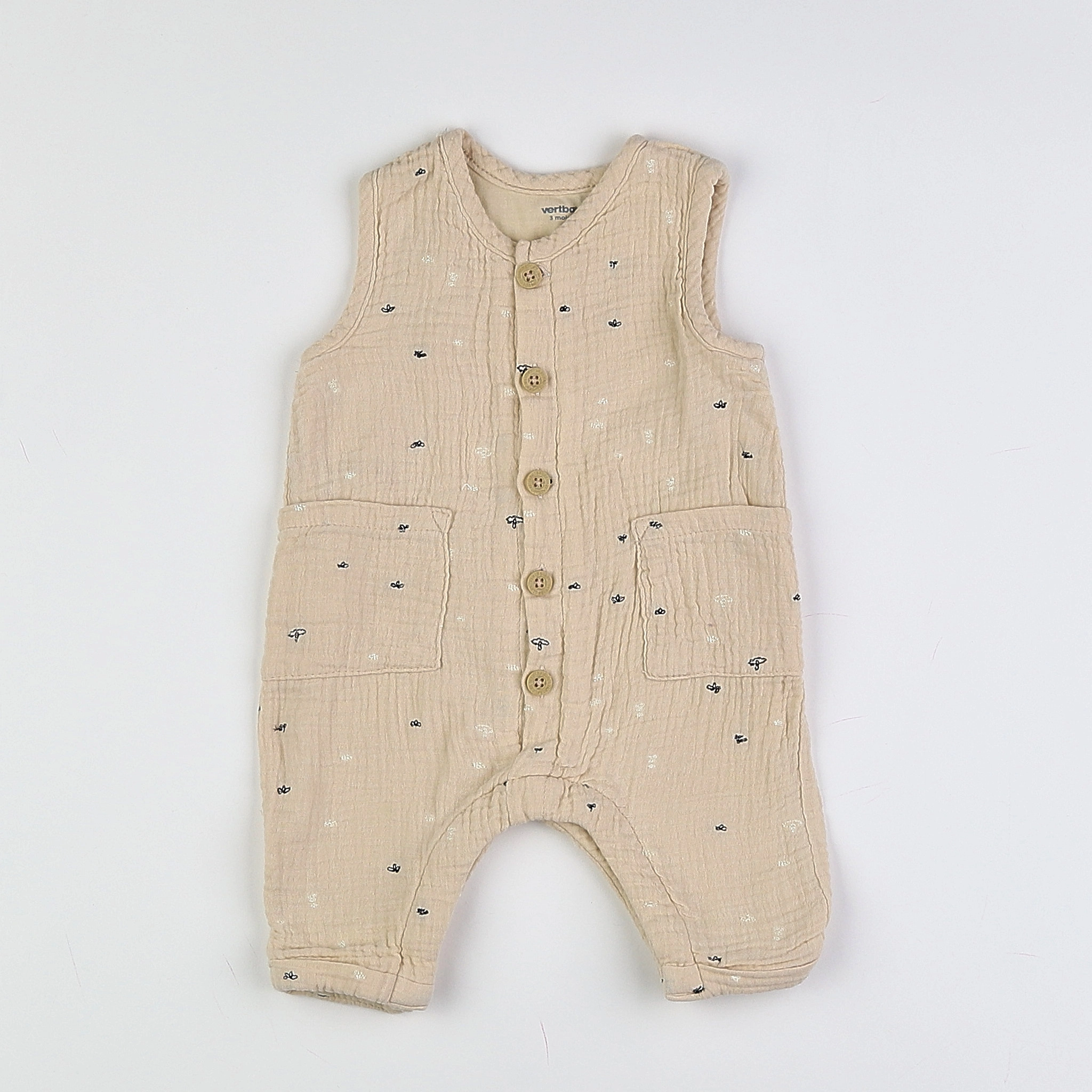 Vertbaudet - combinaison beige - 3 mois