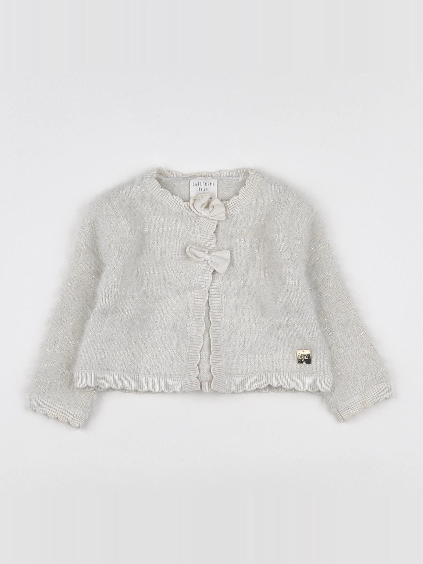 Carrément Beau - gilet blanc, or - 6 mois
