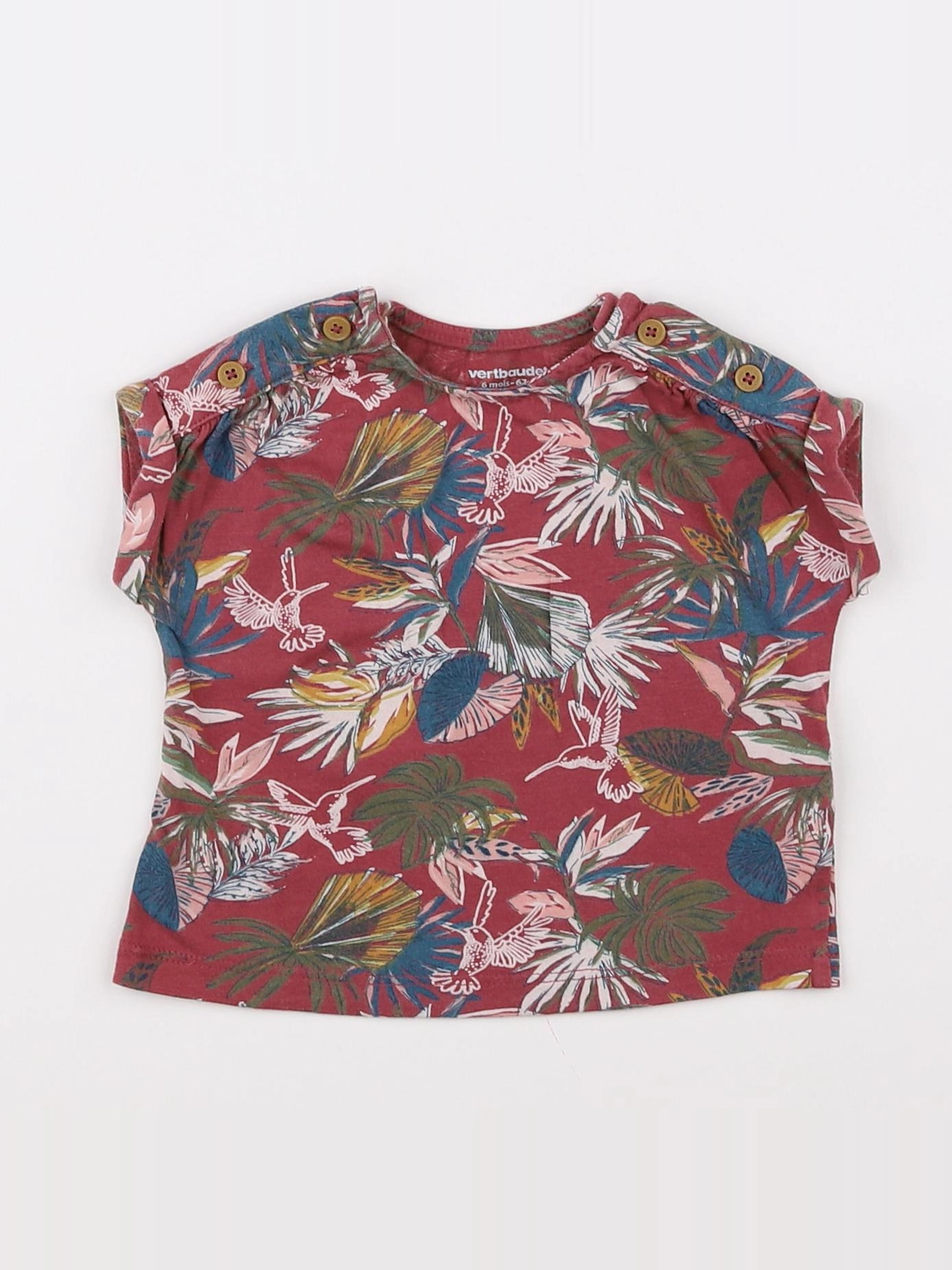 Vertbaudet - tee-shirt rouge - 6 mois