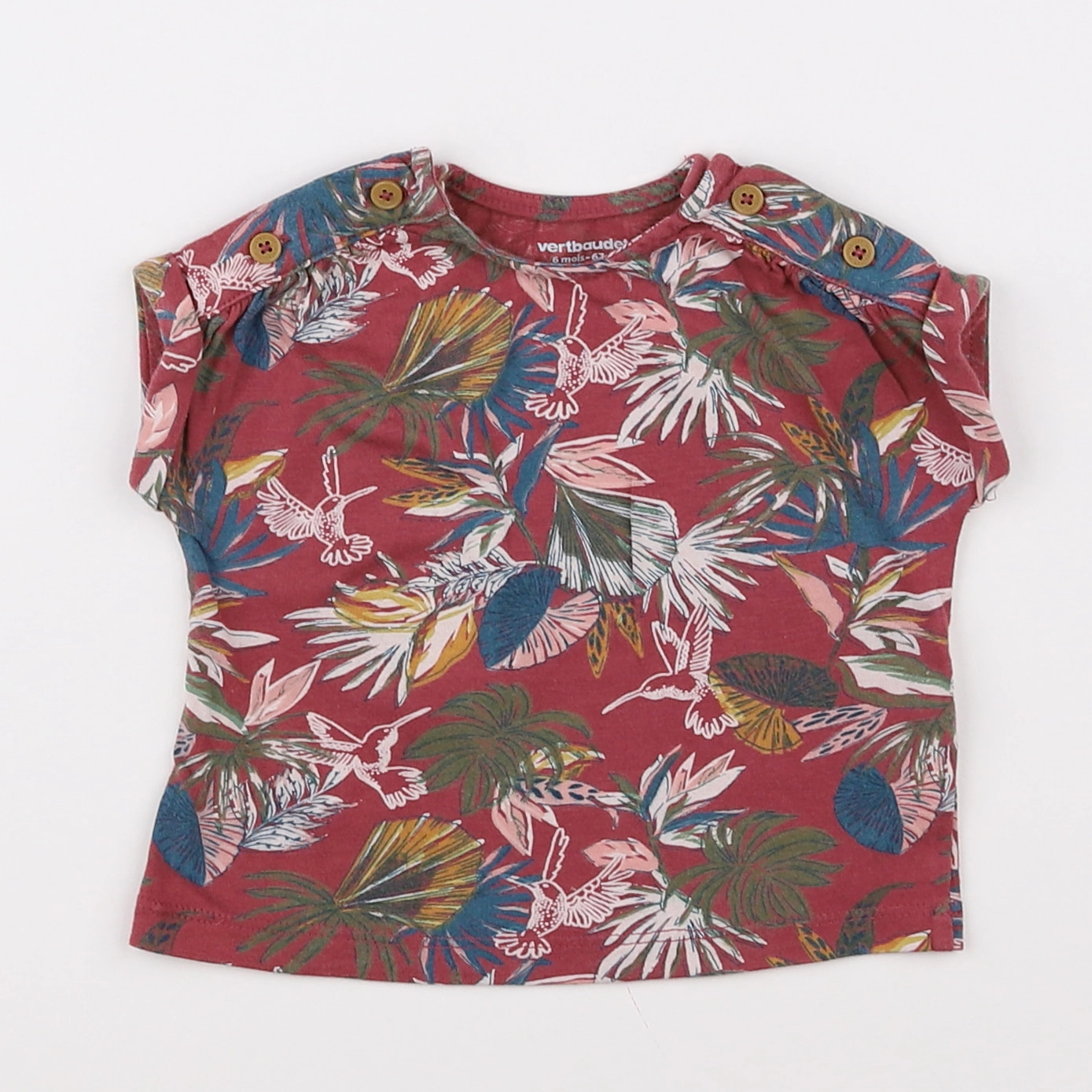 Vertbaudet - tee-shirt rouge - 6 mois