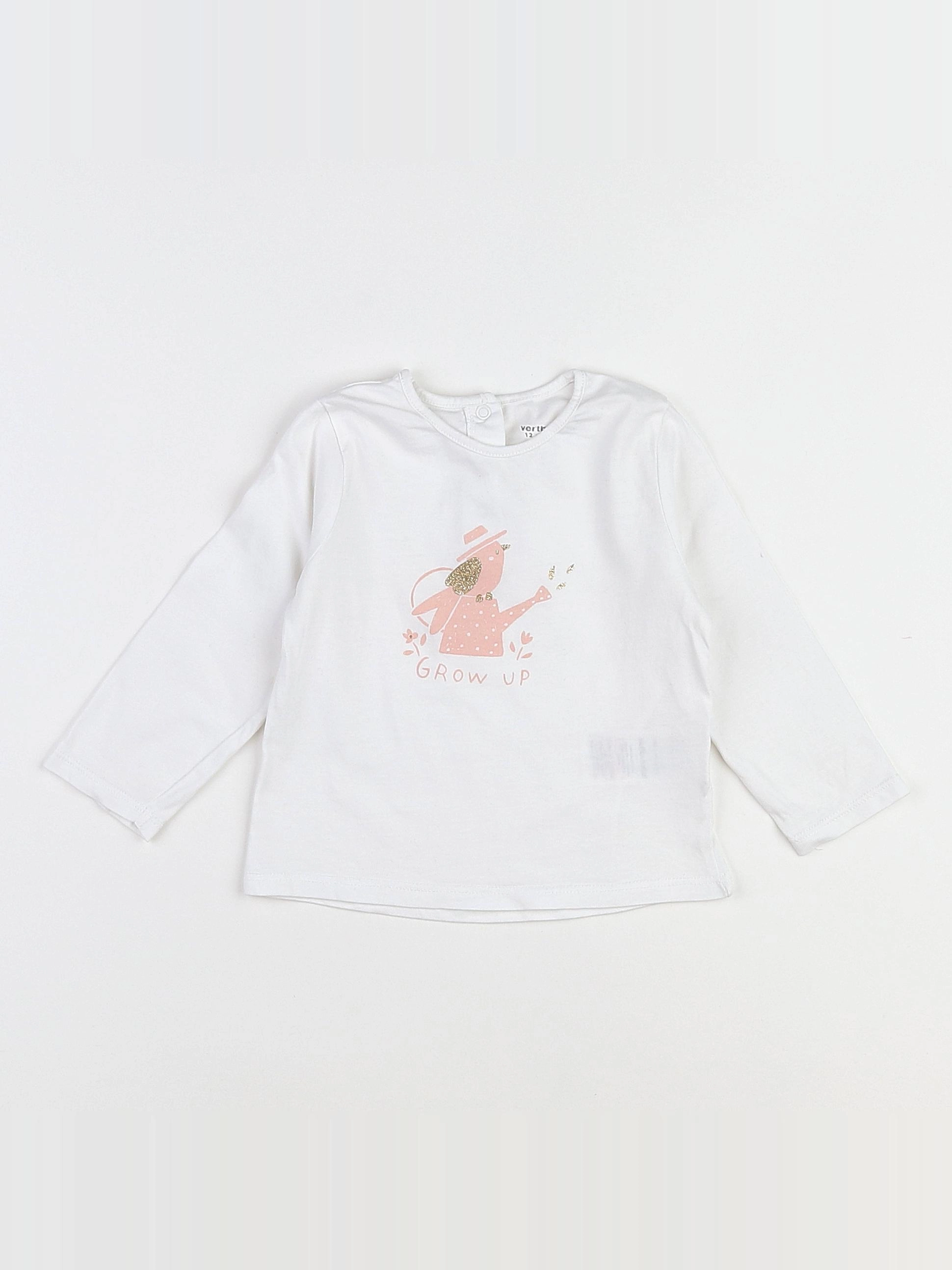 Vertbaudet - tee-shirt blanc - 12 mois