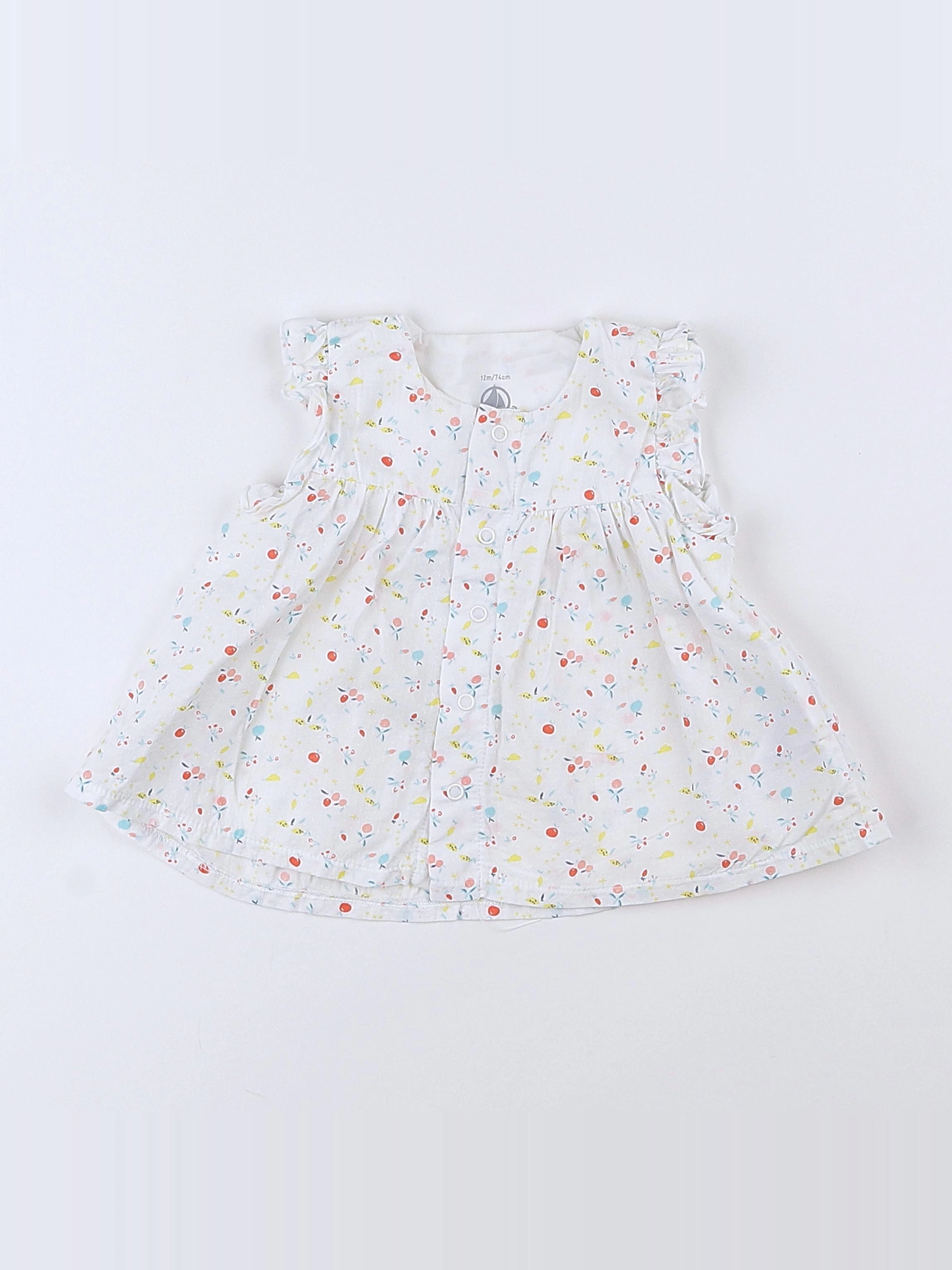 Petit Bateau - blouse blanc, multicolore - 12 mois