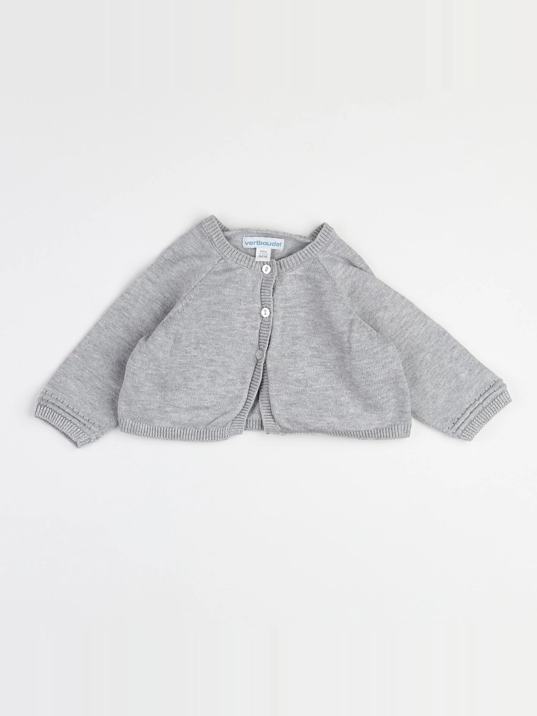 Vertbaudet - gilet gris - 3 mois